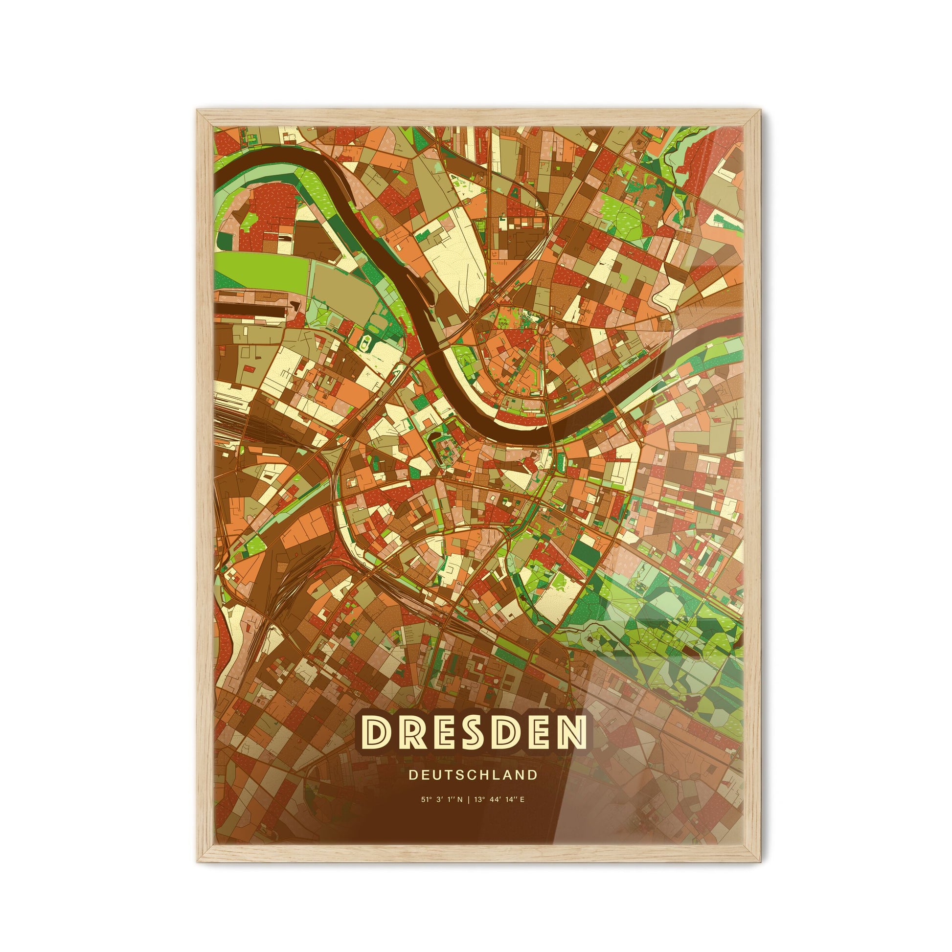 Colorful Dresden Germany Fine Art Map Farmhouse