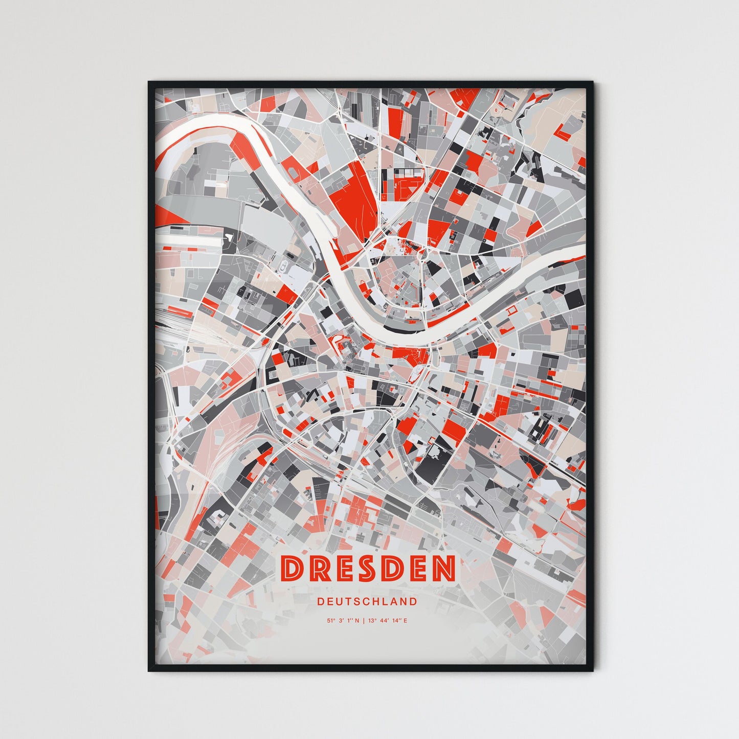 Colorful Dresden Germany Fine Art Map Modern Expressive