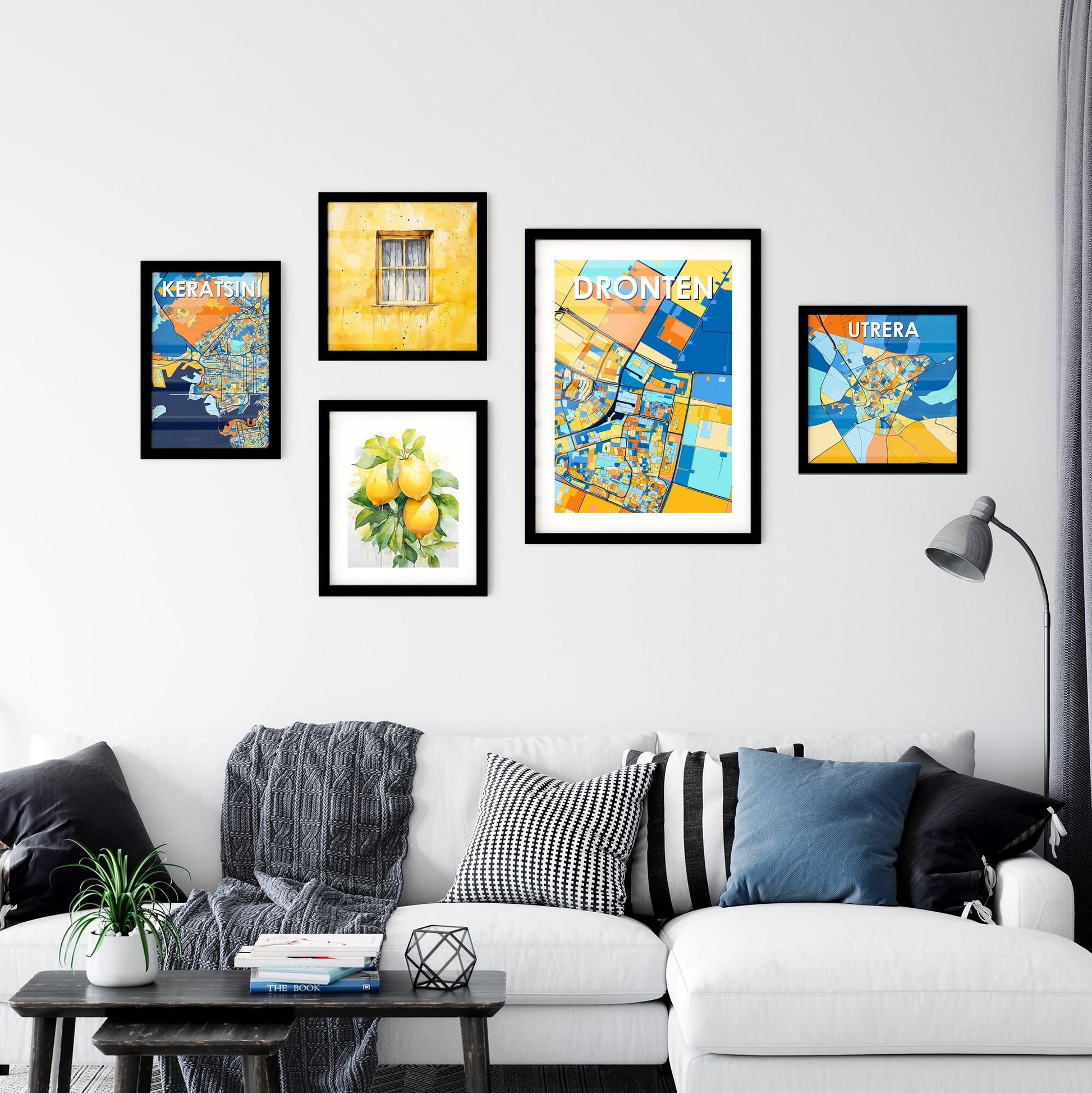 DRONTEN NETHERLANDS Vibrant Colorful Art Map Poster Blue Orange