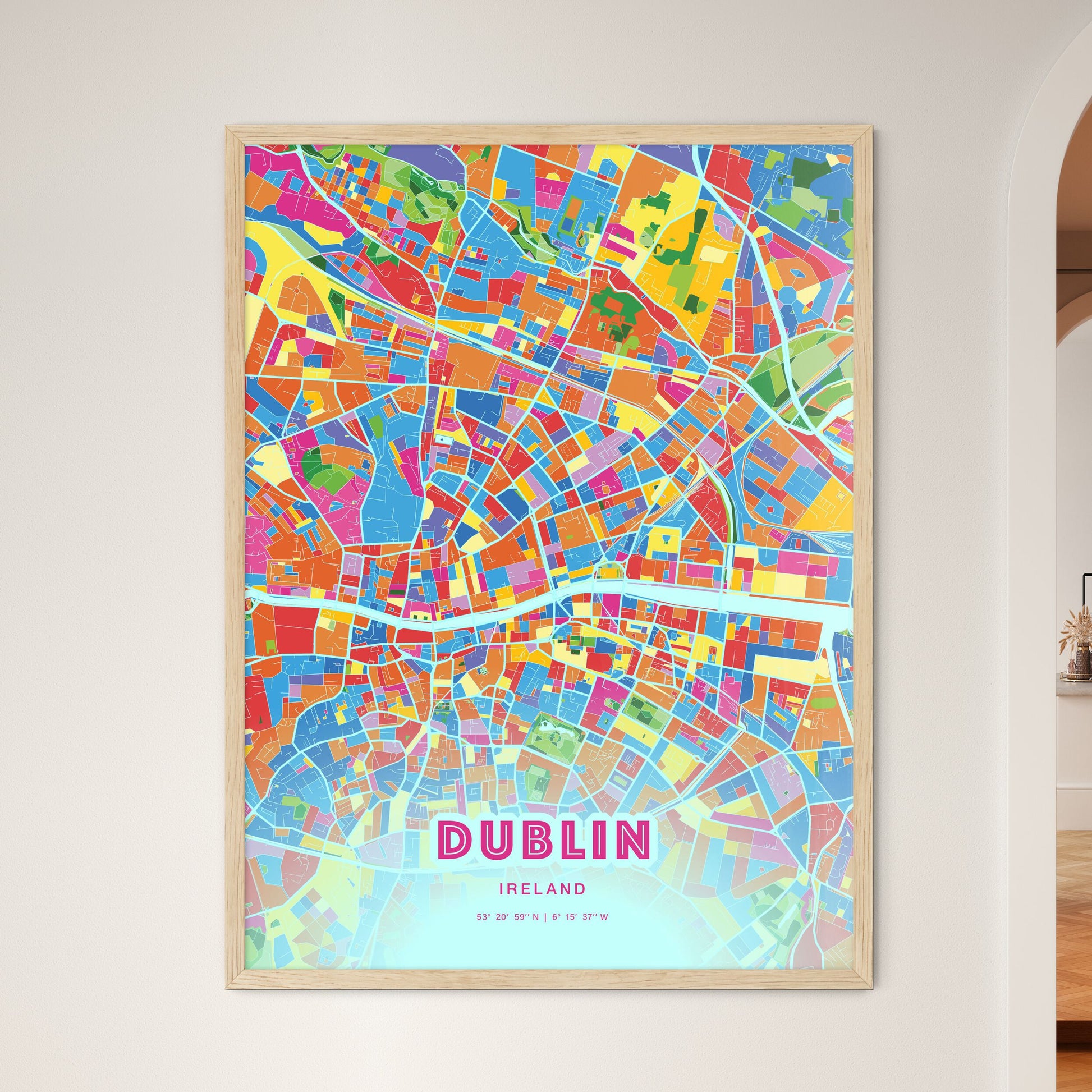 Colorful Dublin Ireland Fine Art Map Crazy Colors
