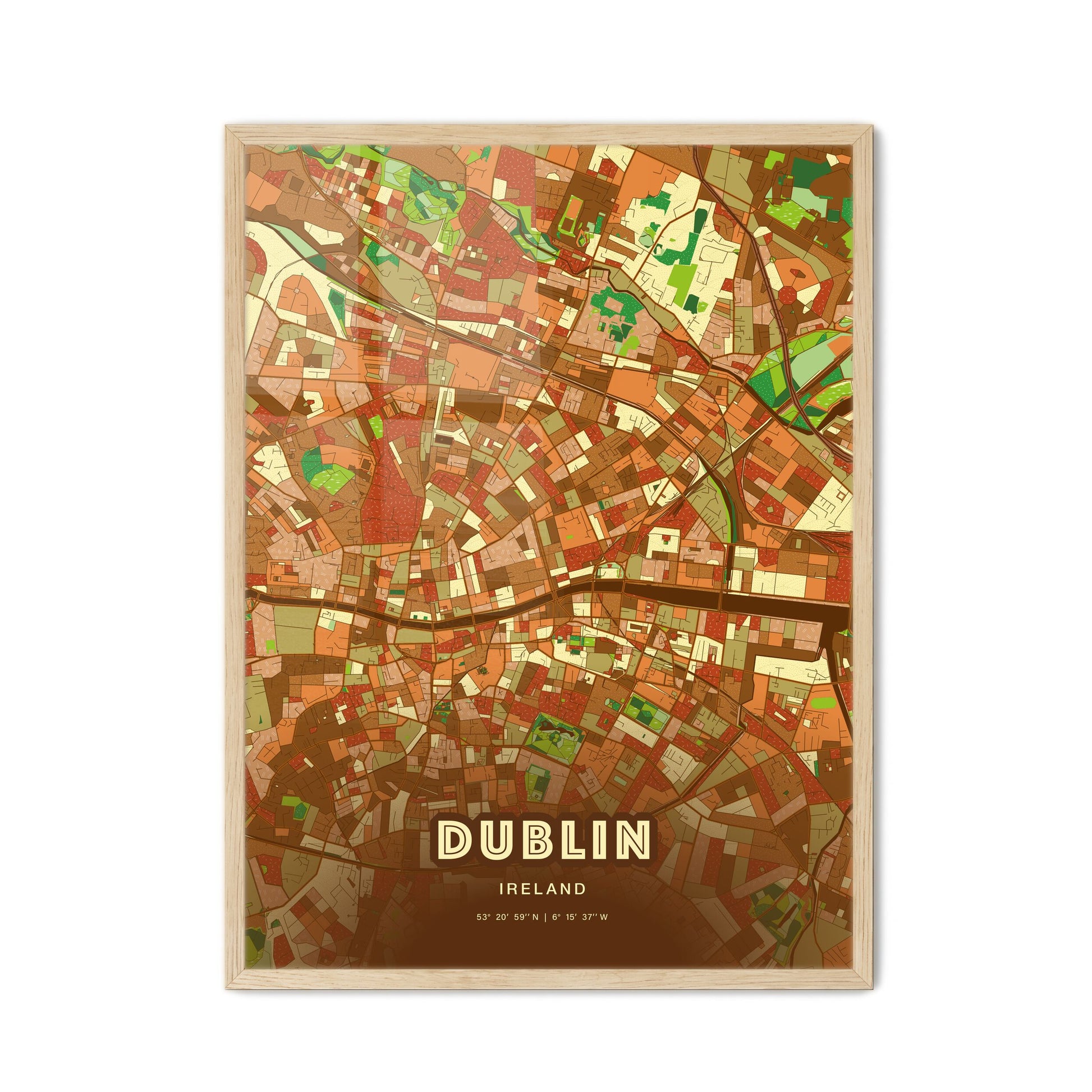 Colorful Dublin Ireland Fine Art Map Farmhouse