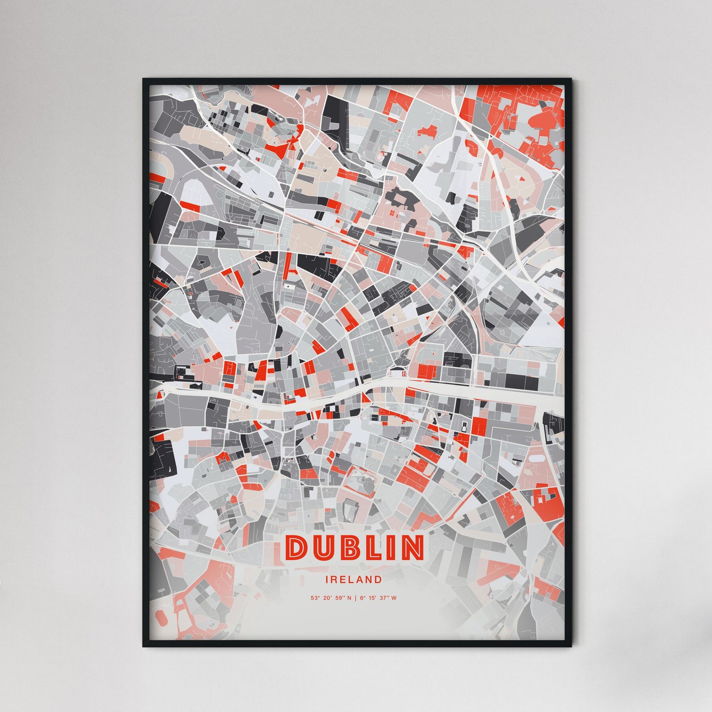 Colorful Dublin Ireland Fine Art Map Modern Expressive