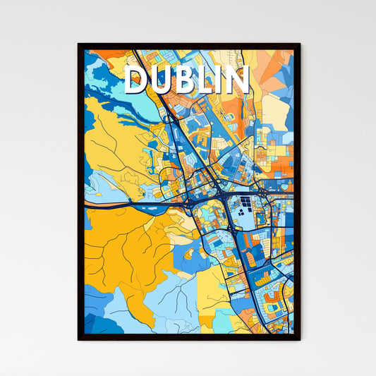 DUBLIN CALIFORNIA Vibrant Colorful Art Map Poster Blue Orange