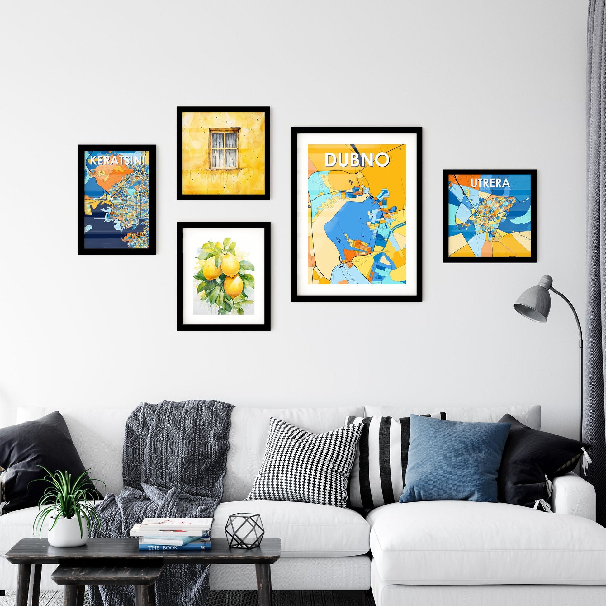 DUBNO UKRAINE Vibrant Colorful Art Map Poster Blue Orange