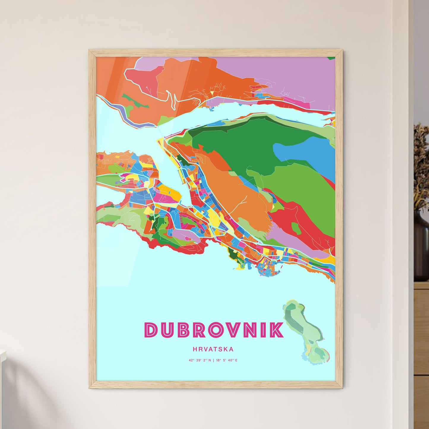 Colorful Dubrovnik Croatia Fine Art Map Crazy Colors