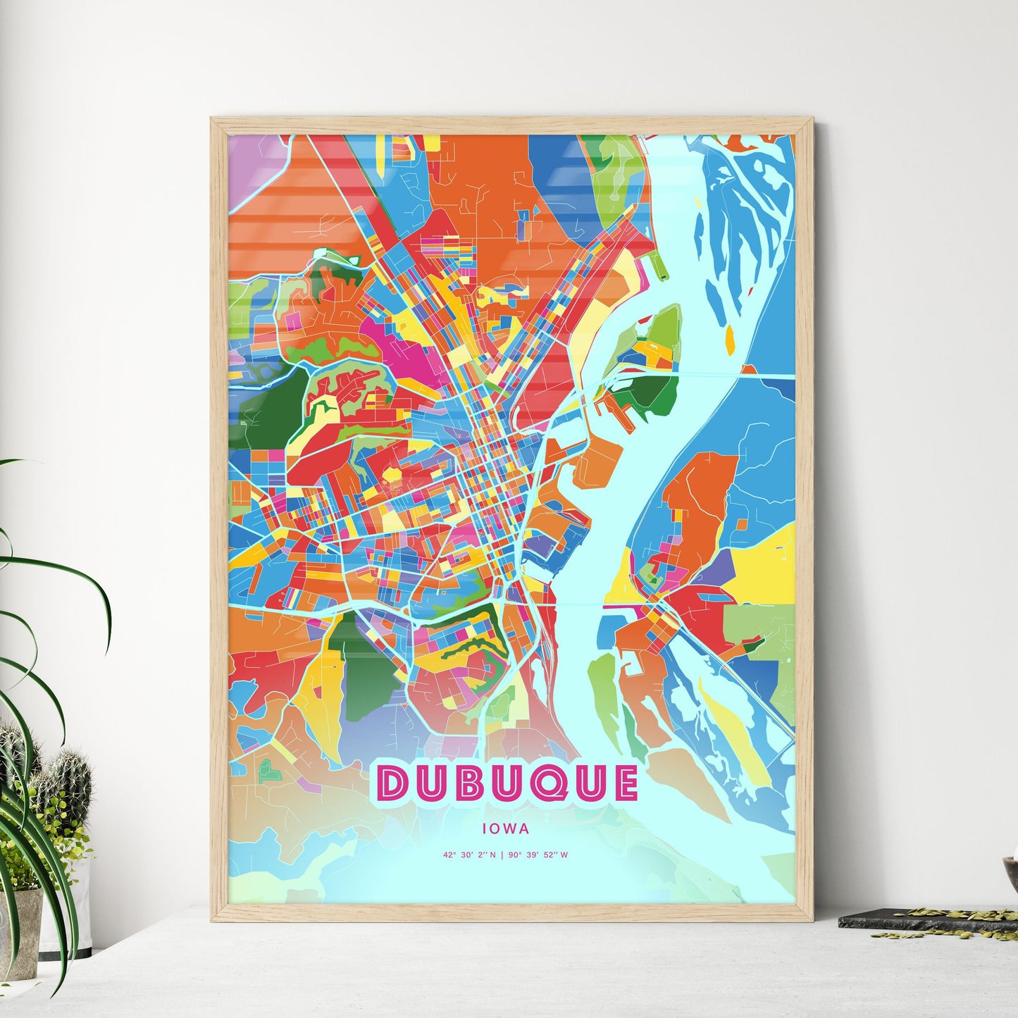 Colorful Dubuque Iowa Fine Art Map Crazy Colors