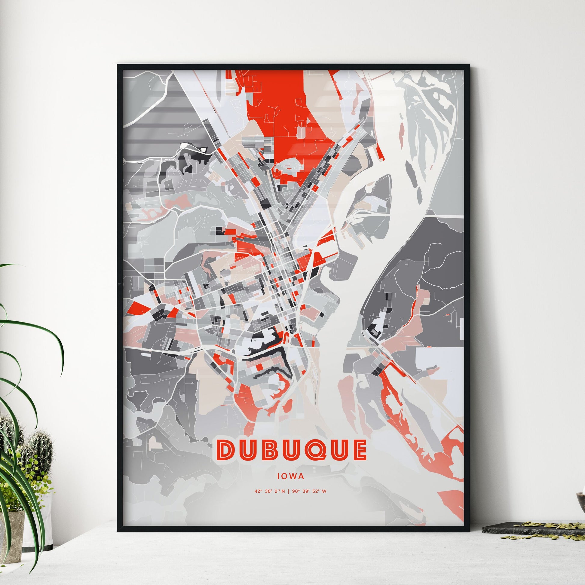 Colorful Dubuque Iowa Fine Art Map Modern Expressive