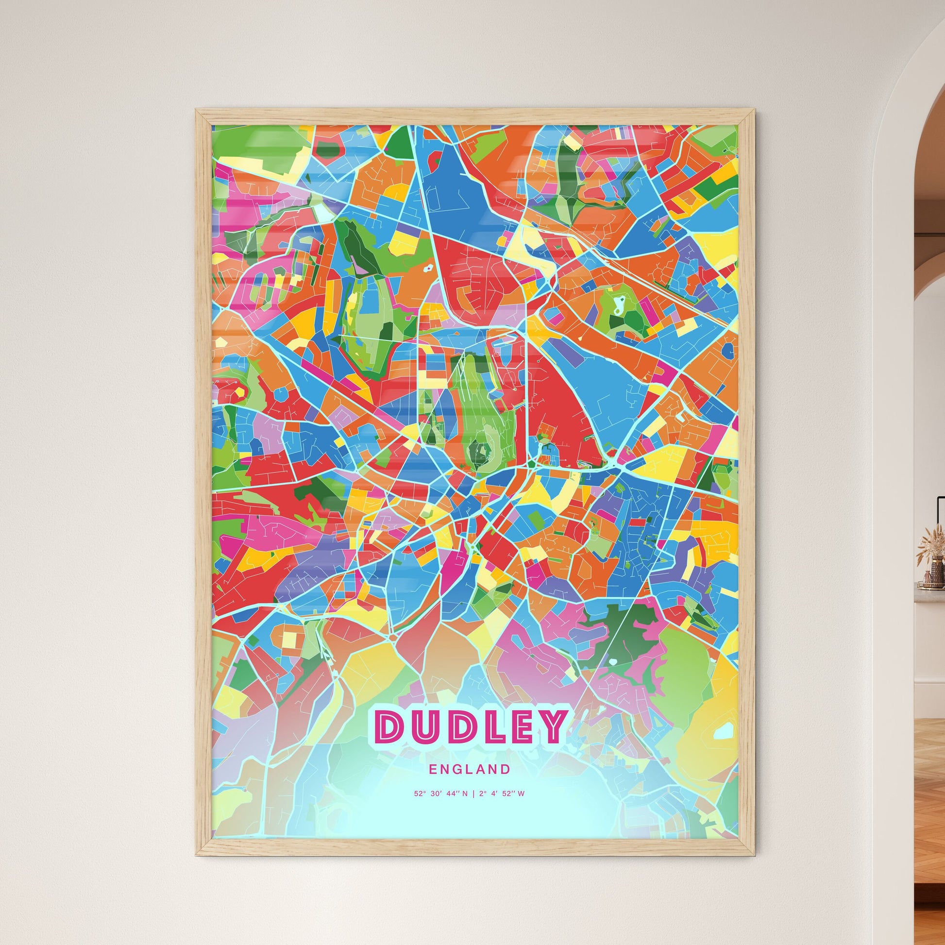 Colorful Dudley England Fine Art Map Crazy Colors