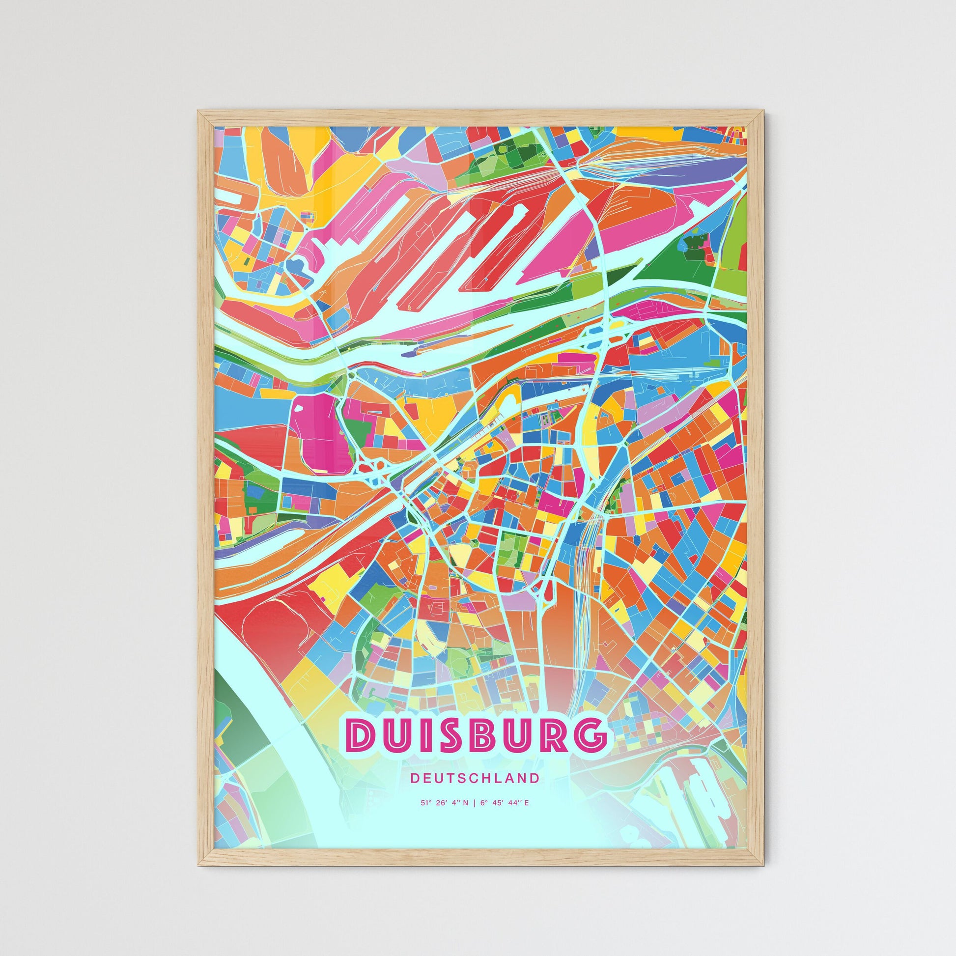 Colorful Duisburg Germany Fine Art Map Crazy Colors