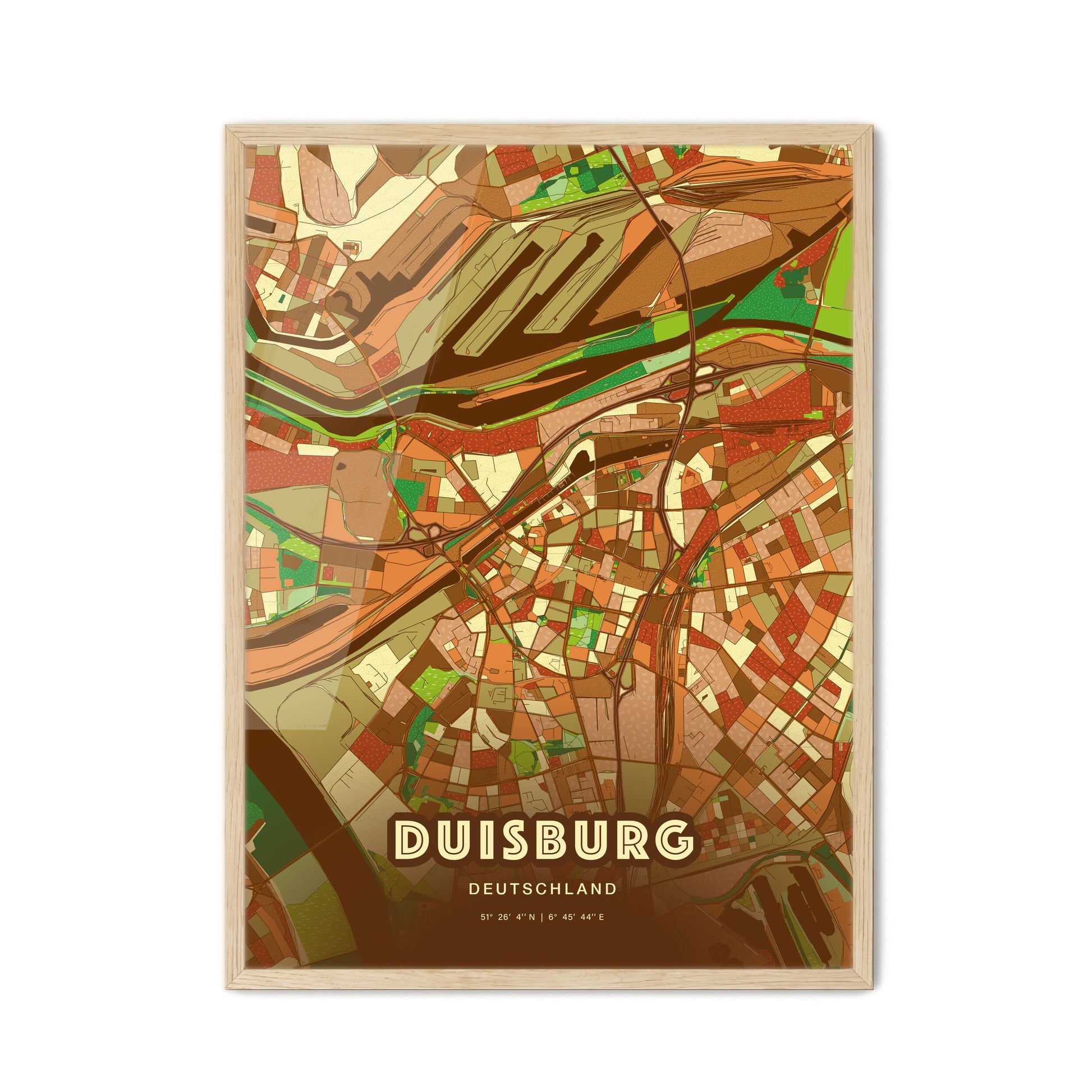 Colorful Duisburg Germany Fine Art Map Farmhouse