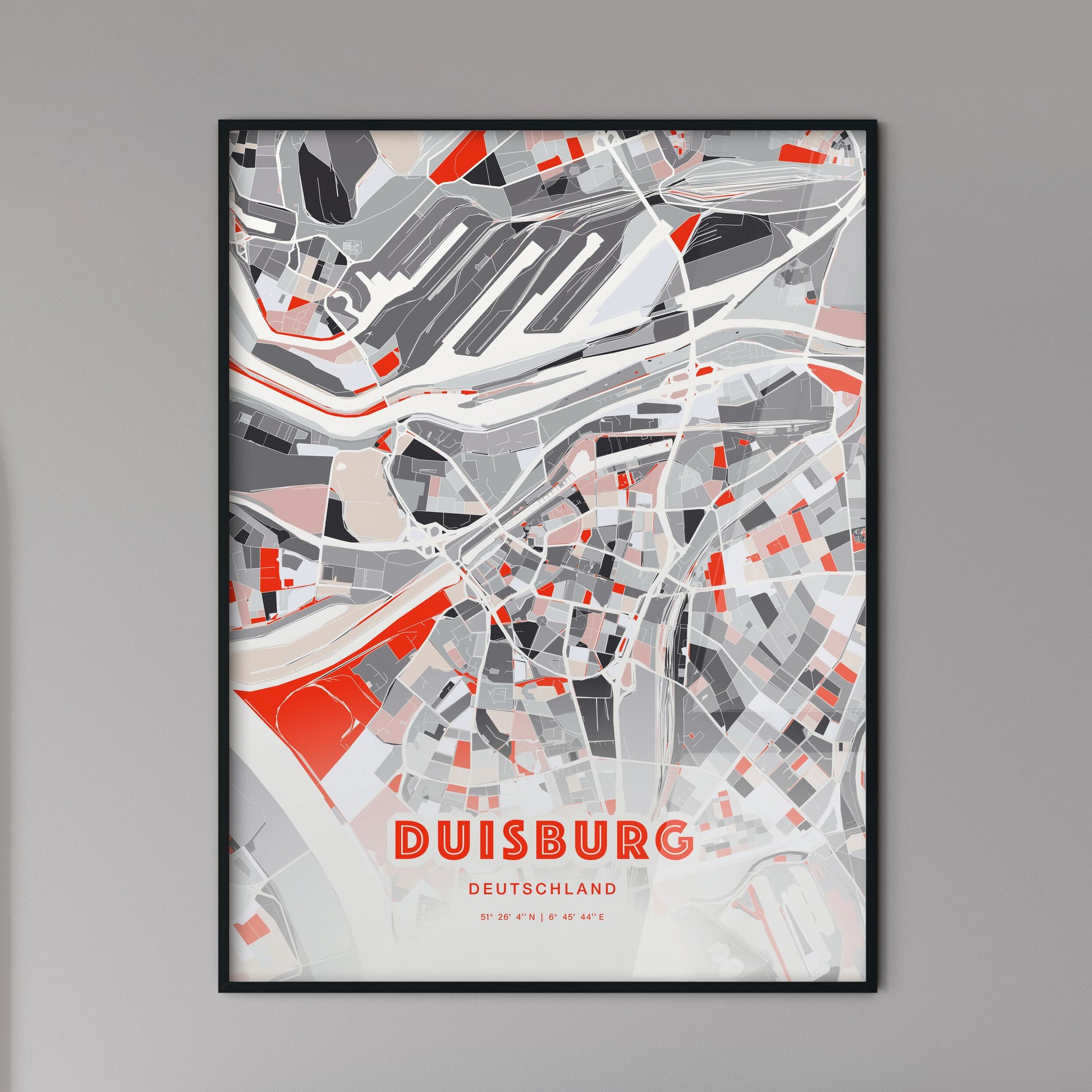 Colorful Duisburg Germany Fine Art Map Modern Expressive