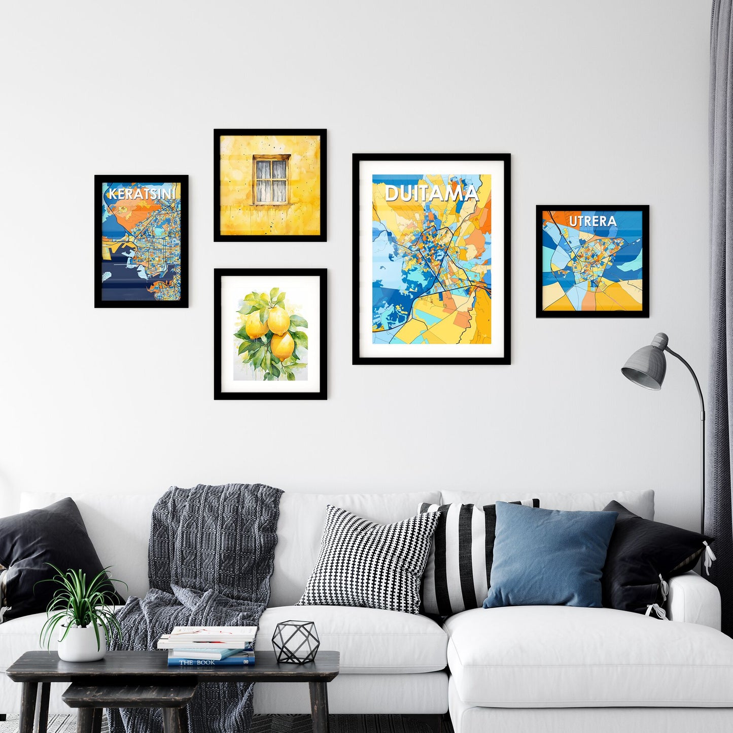 DUITAMA COLOMBIA Vibrant Colorful Art Map Poster Blue Orange