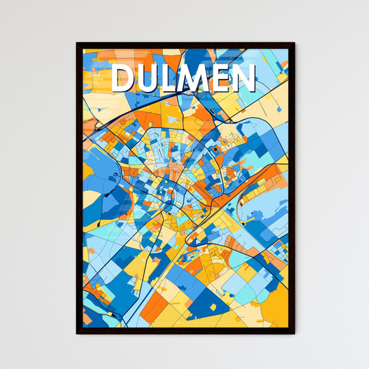 DULMEN GERMANY Vibrant Colorful Art Map Poster Blue Orange