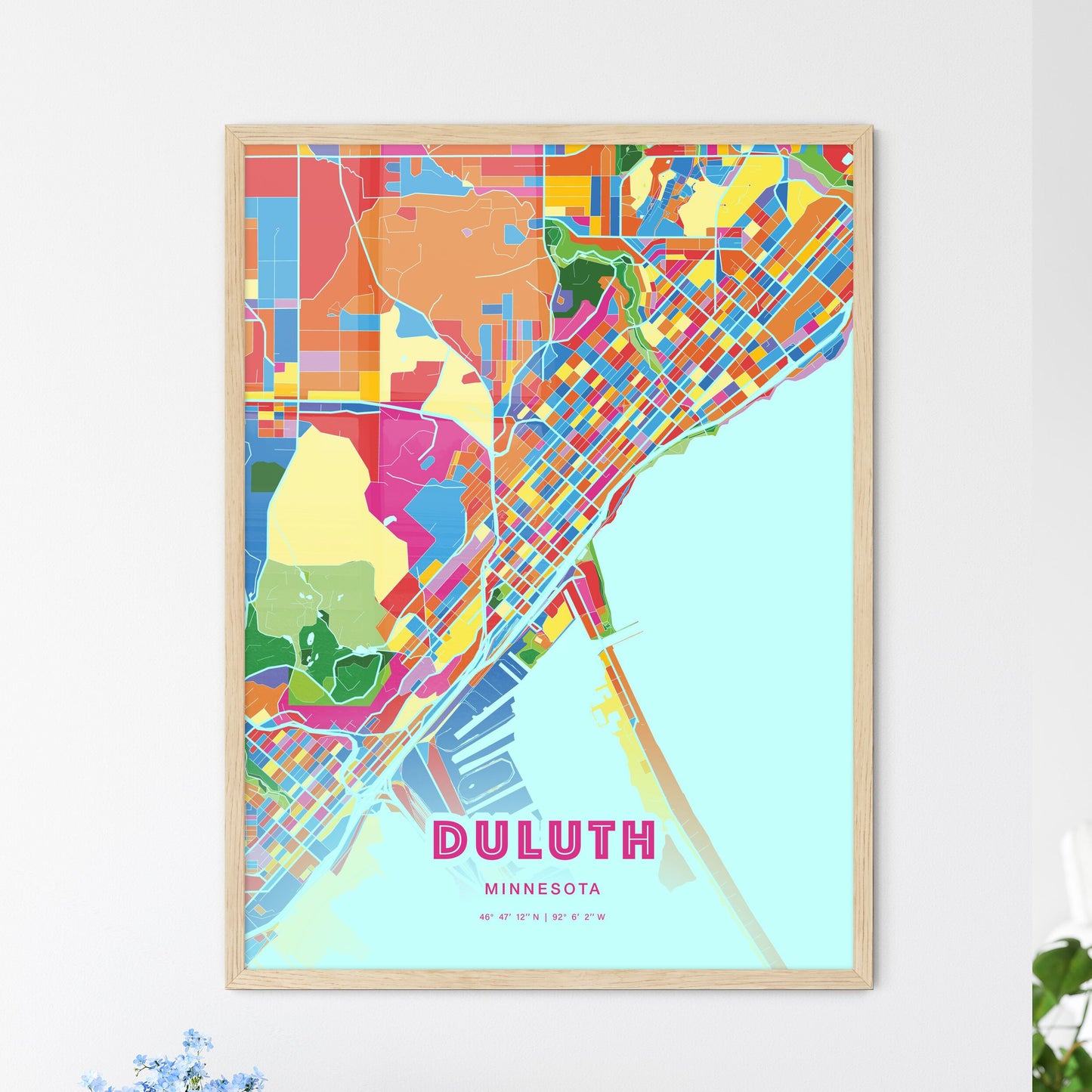 Colorful Duluth Minnesota Fine Art Map Crazy Colors