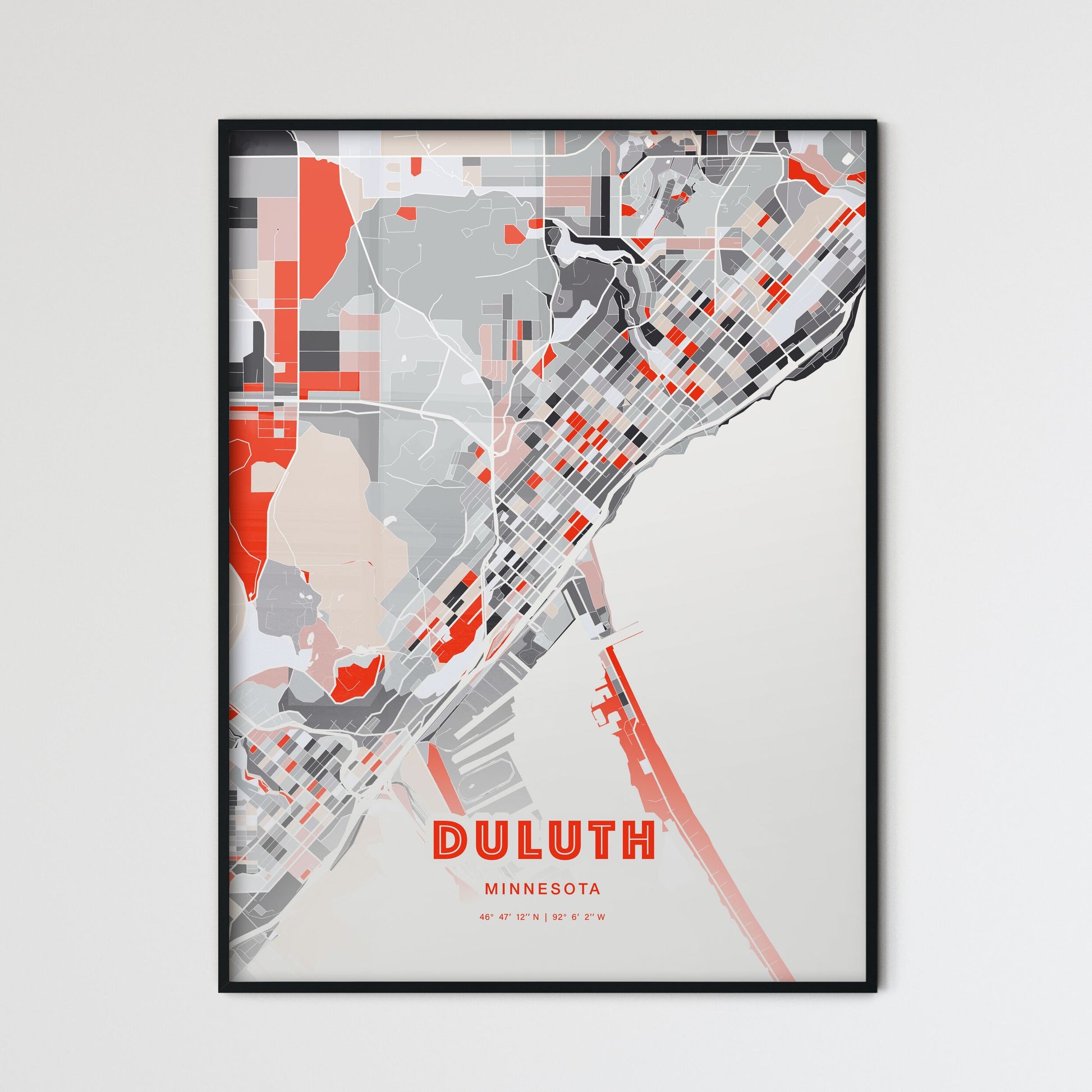 Colorful Duluth Minnesota Fine Art Map Modern Expressive