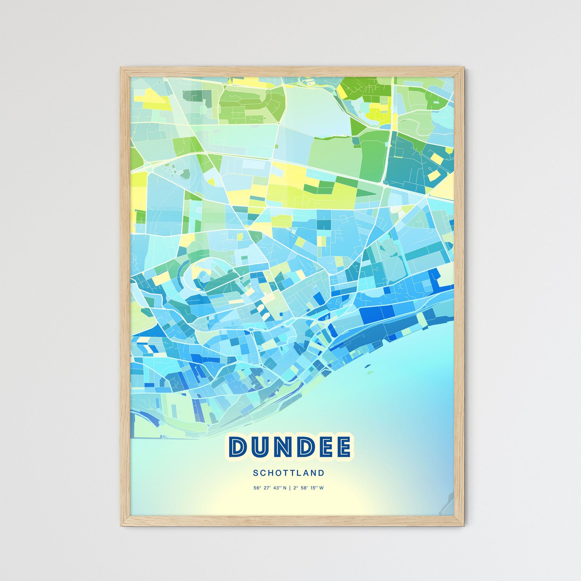Colorful Dundee Scotland Fine Art Map Cool Blue