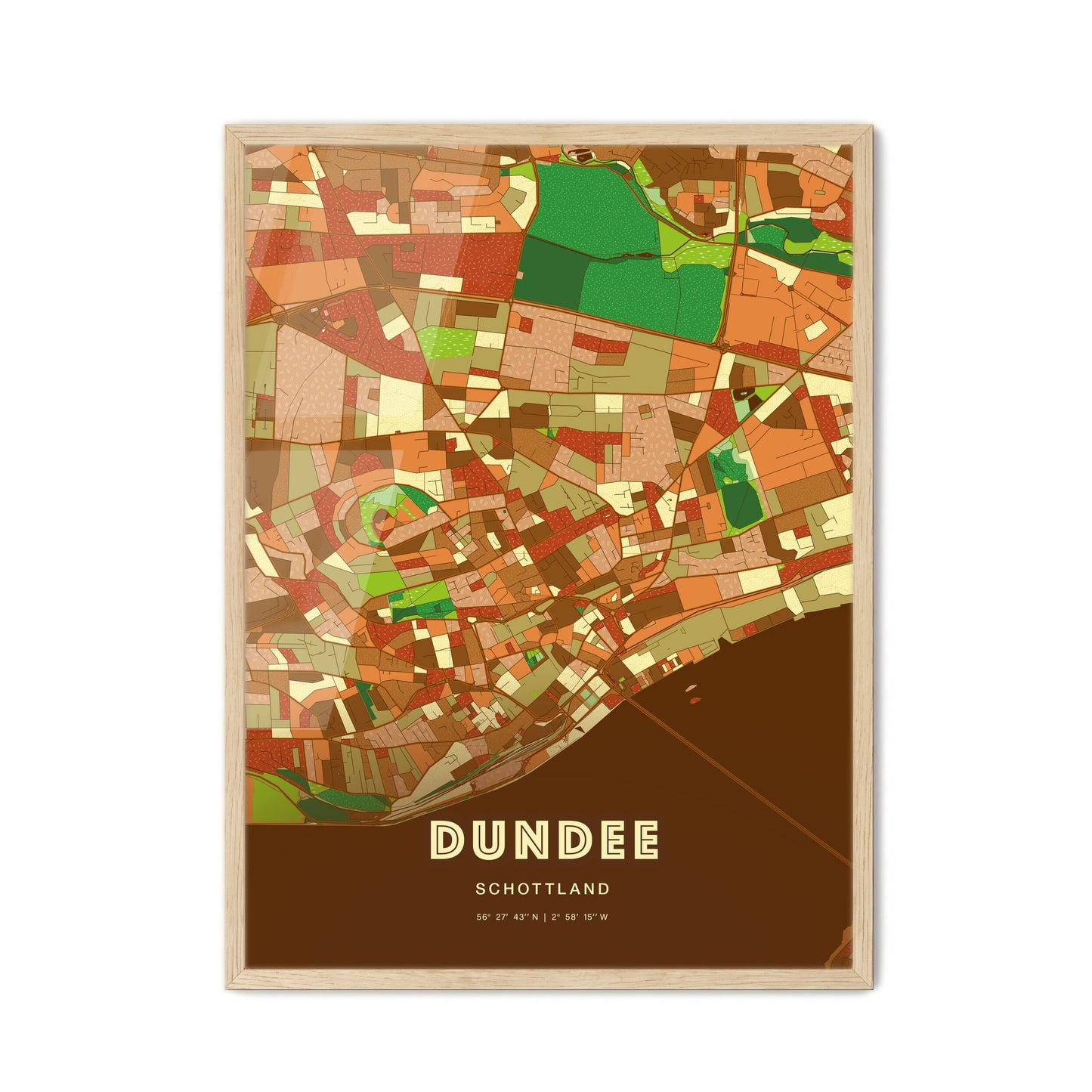 Colorful Dundee Scotland Fine Art Map Farmhouse