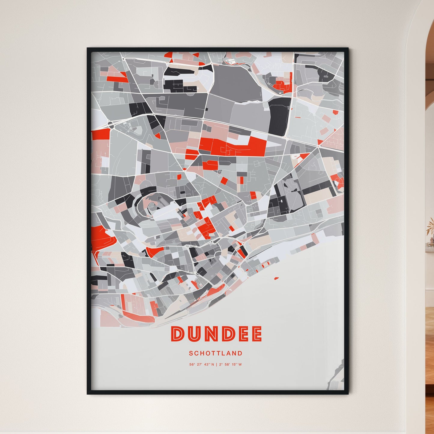 Colorful Dundee Scotland Fine Art Map Modern Expressive