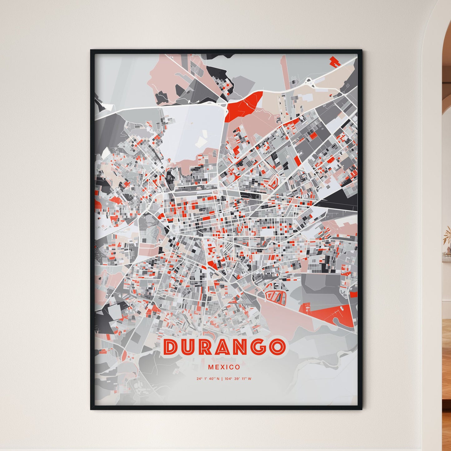 Colorful Durango Mexico Fine Art Map Modern Expressive