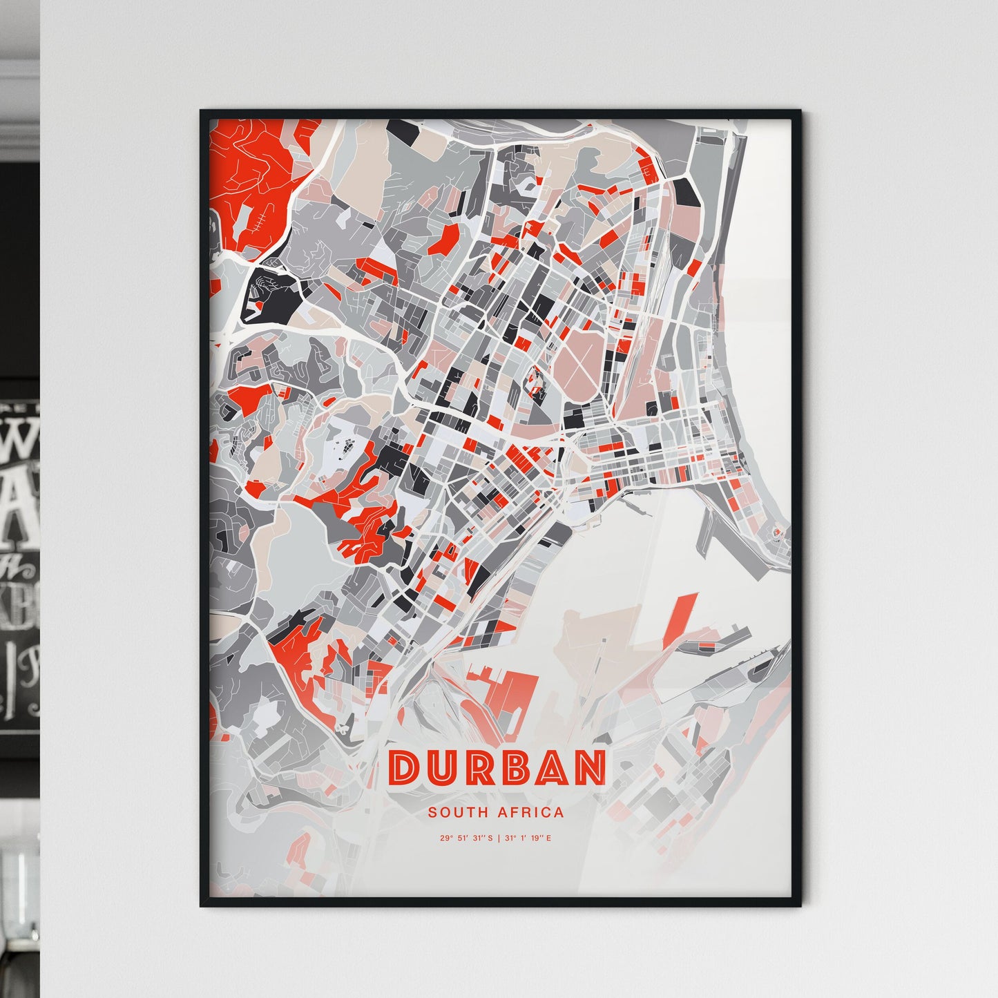 Colorful Durban South Africa Fine Art Map Modern Expressive