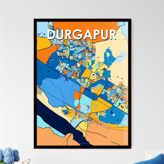 DURGAPUR INDIA Vibrant Colorful Art Map Poster Blue Orange