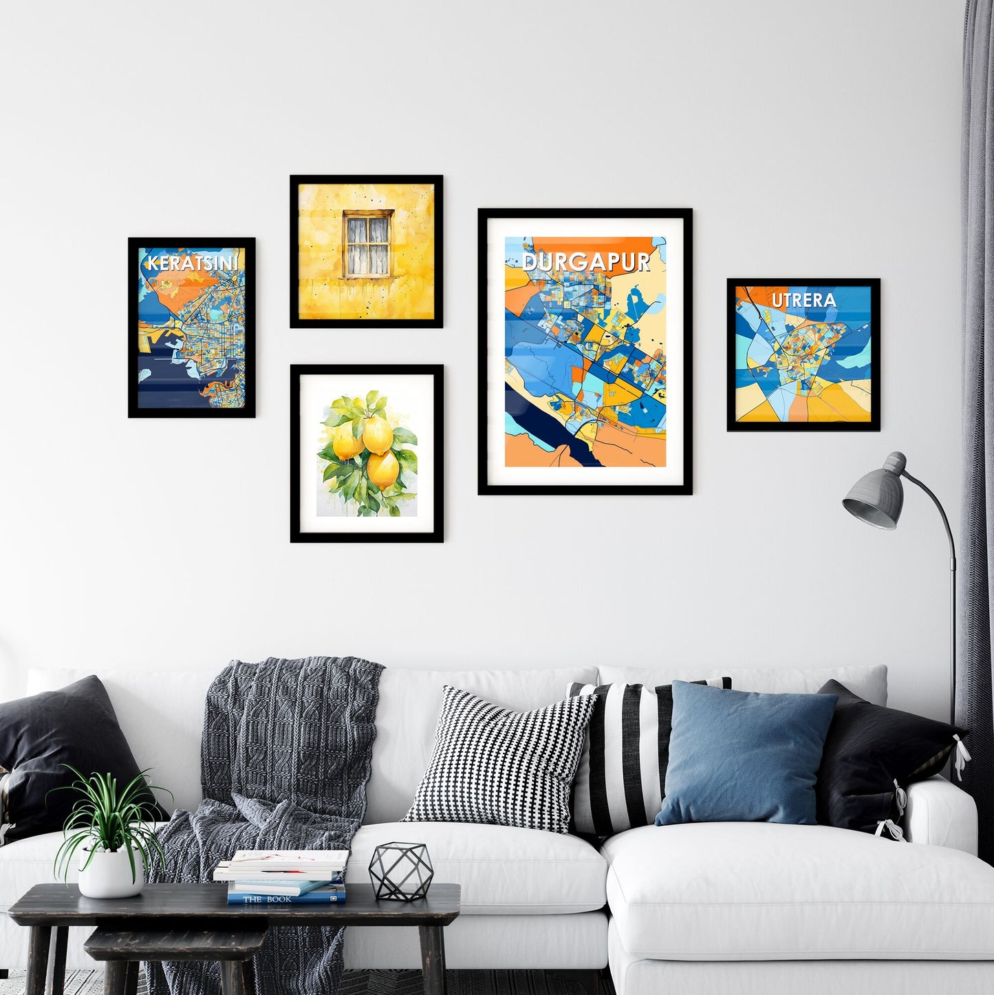 DURGAPUR INDIA Vibrant Colorful Art Map Poster Blue Orange