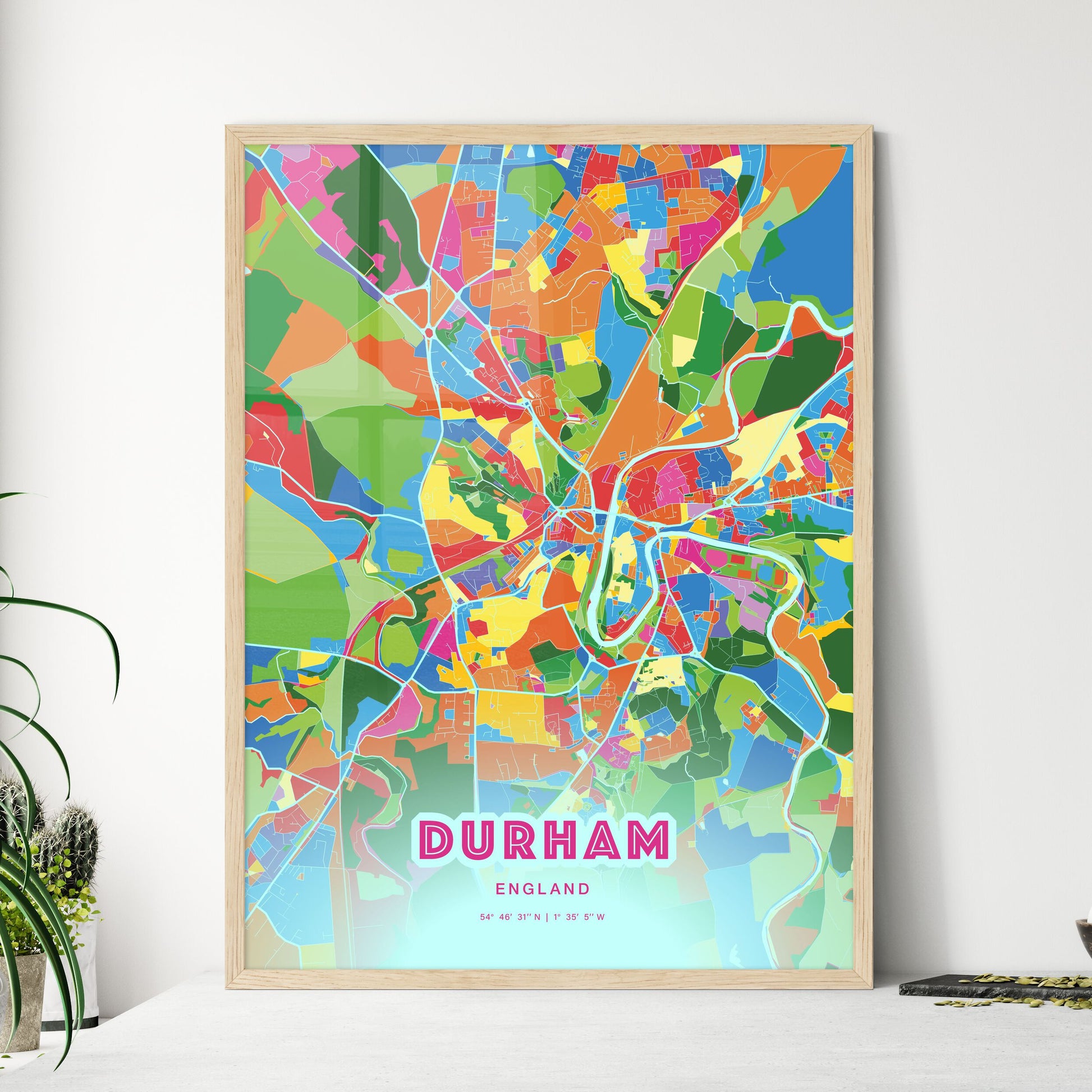 Colorful Durham England Fine Art Map Crazy Colors
