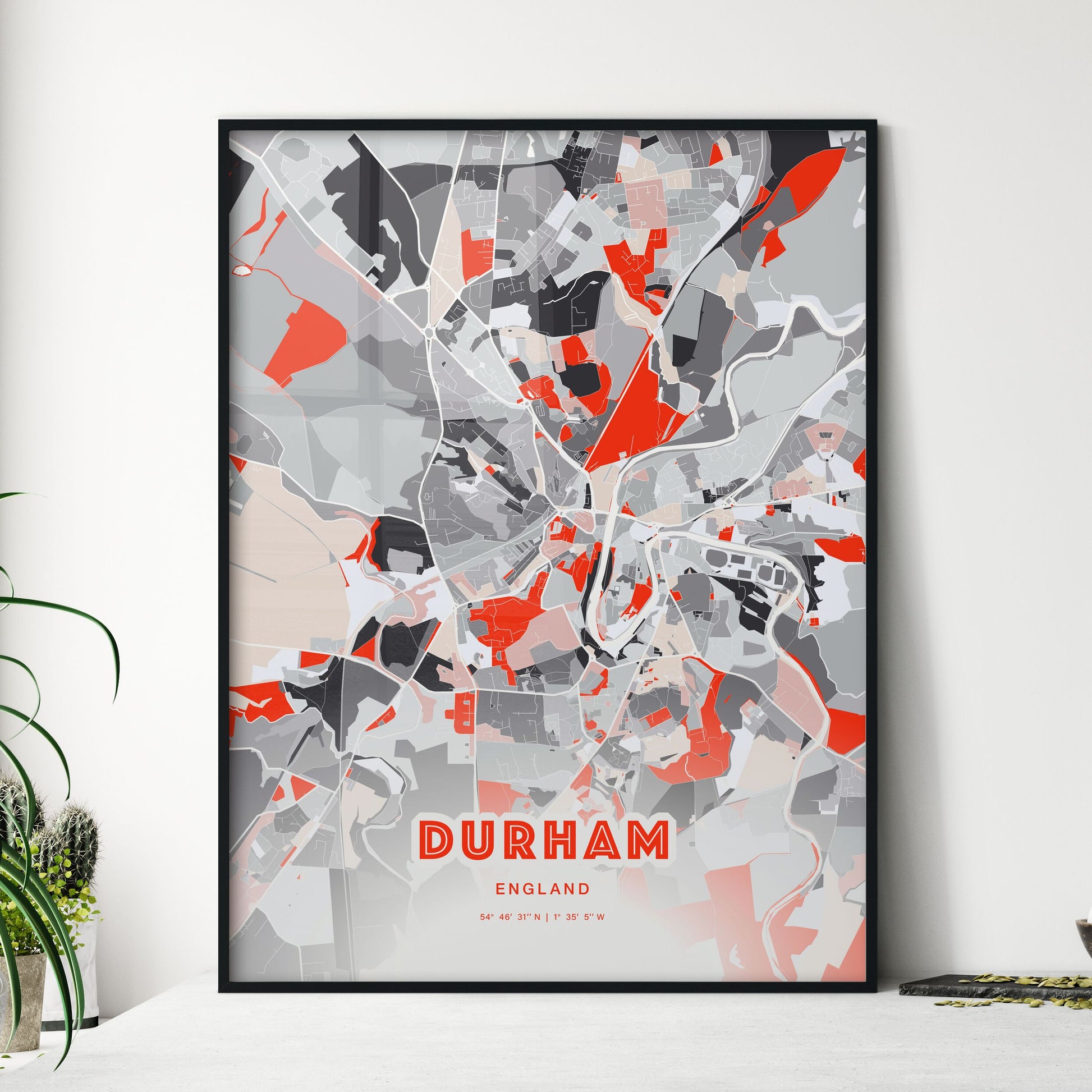Colorful Durham England Fine Art Map Modern Expressive