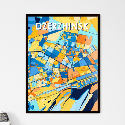 DZERZHINSK RUSSIA Vibrant Colorful Art Map Poster Blue Orange