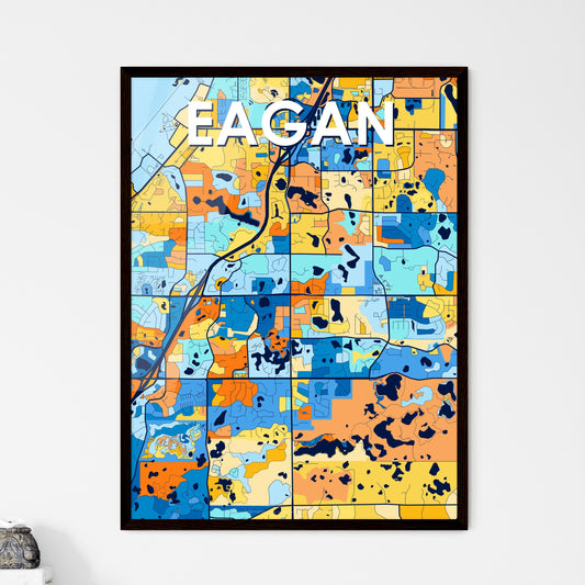 EAGAN MINNESOTA Vibrant Colorful Art Map Poster Blue Orange