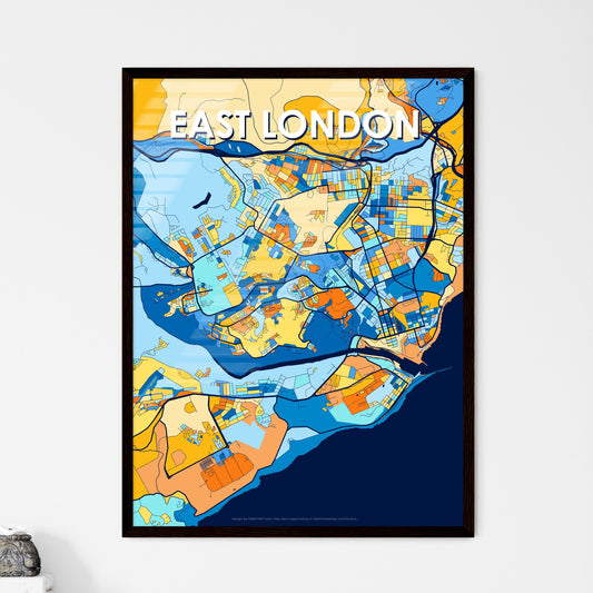 EAST LONDON SOUTH AFRICA Vibrant Colorful Art Map Poster Blue Orange