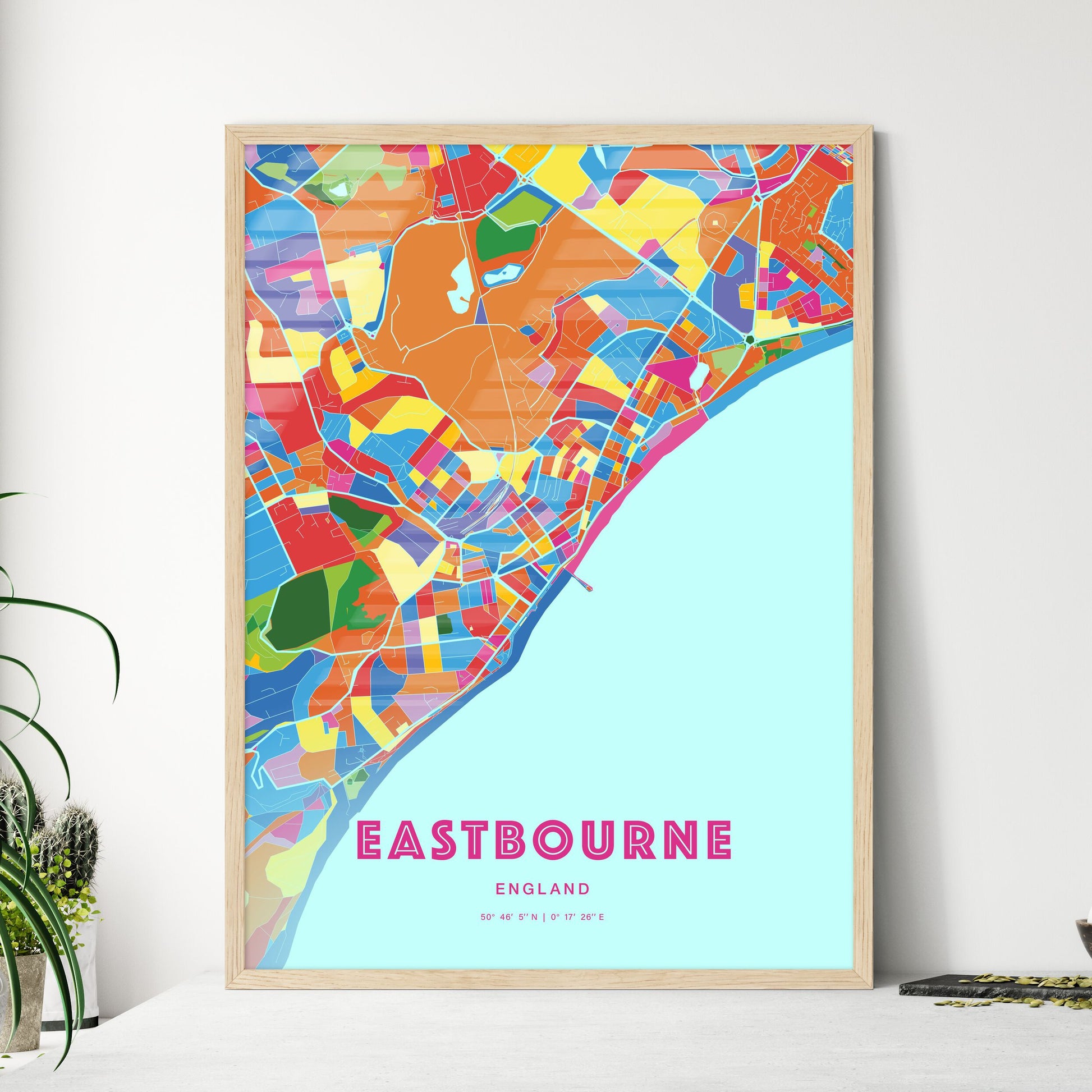Colorful Eastbourne England Fine Art Map Crazy Colors