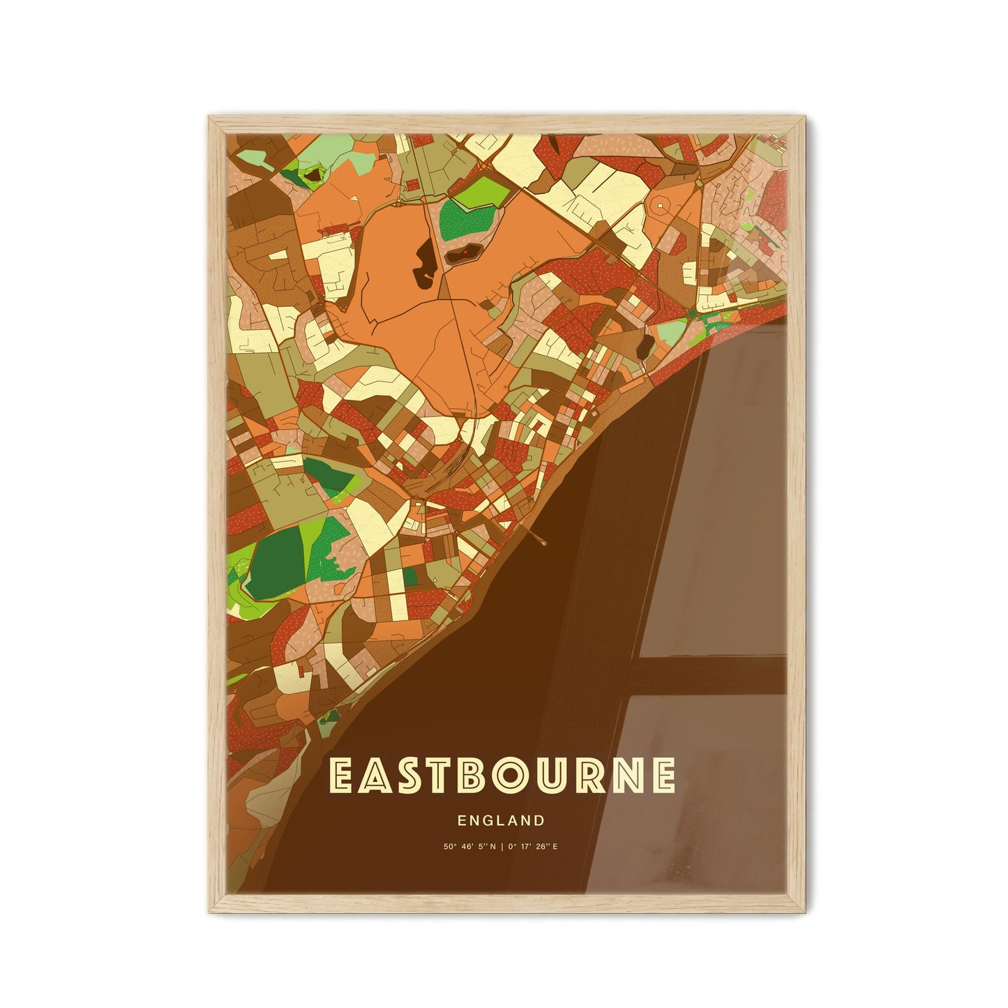 Colorful Eastbourne England Fine Art Map Farmhouse