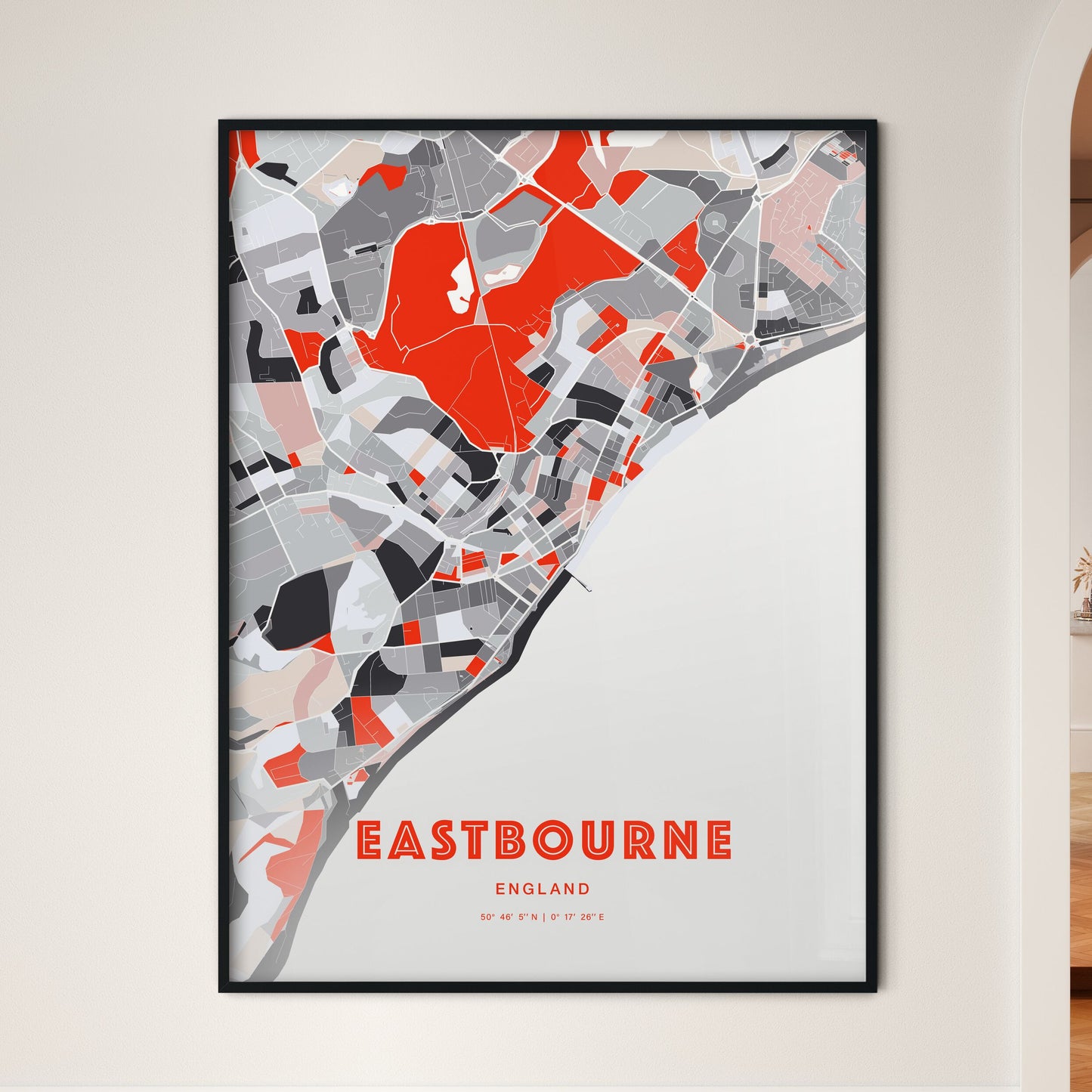 Colorful Eastbourne England Fine Art Map Modern Expressive