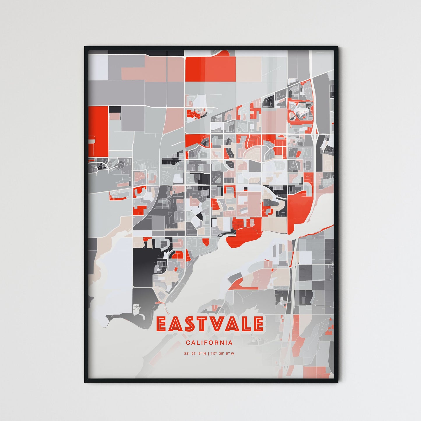 Colorful Eastvale California Fine Art Map Modern Expressive
