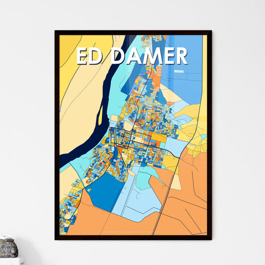 ED DAMER SUDAN Vibrant Colorful Art Map Poster Blue Orange