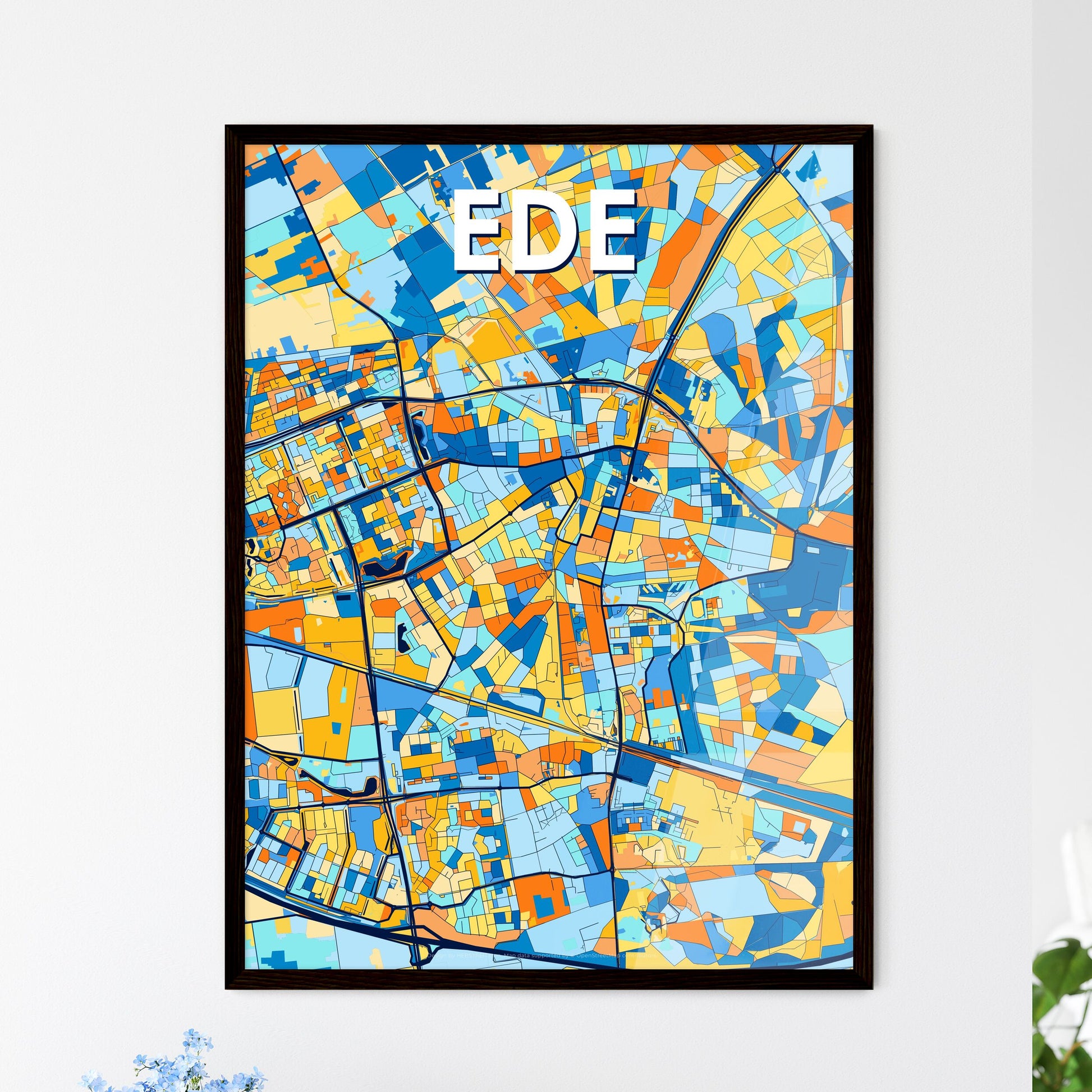 EDE NETHERLANDS Vibrant Colorful Art Map Poster Blue Orange