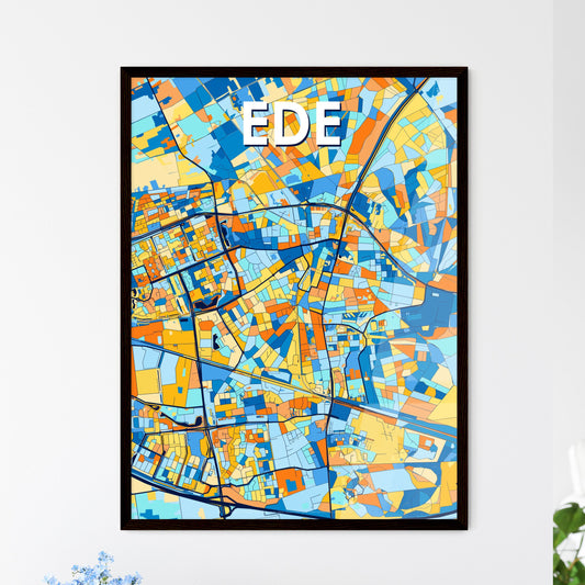 EDE NETHERLANDS Vibrant Colorful Art Map Poster Blue Orange