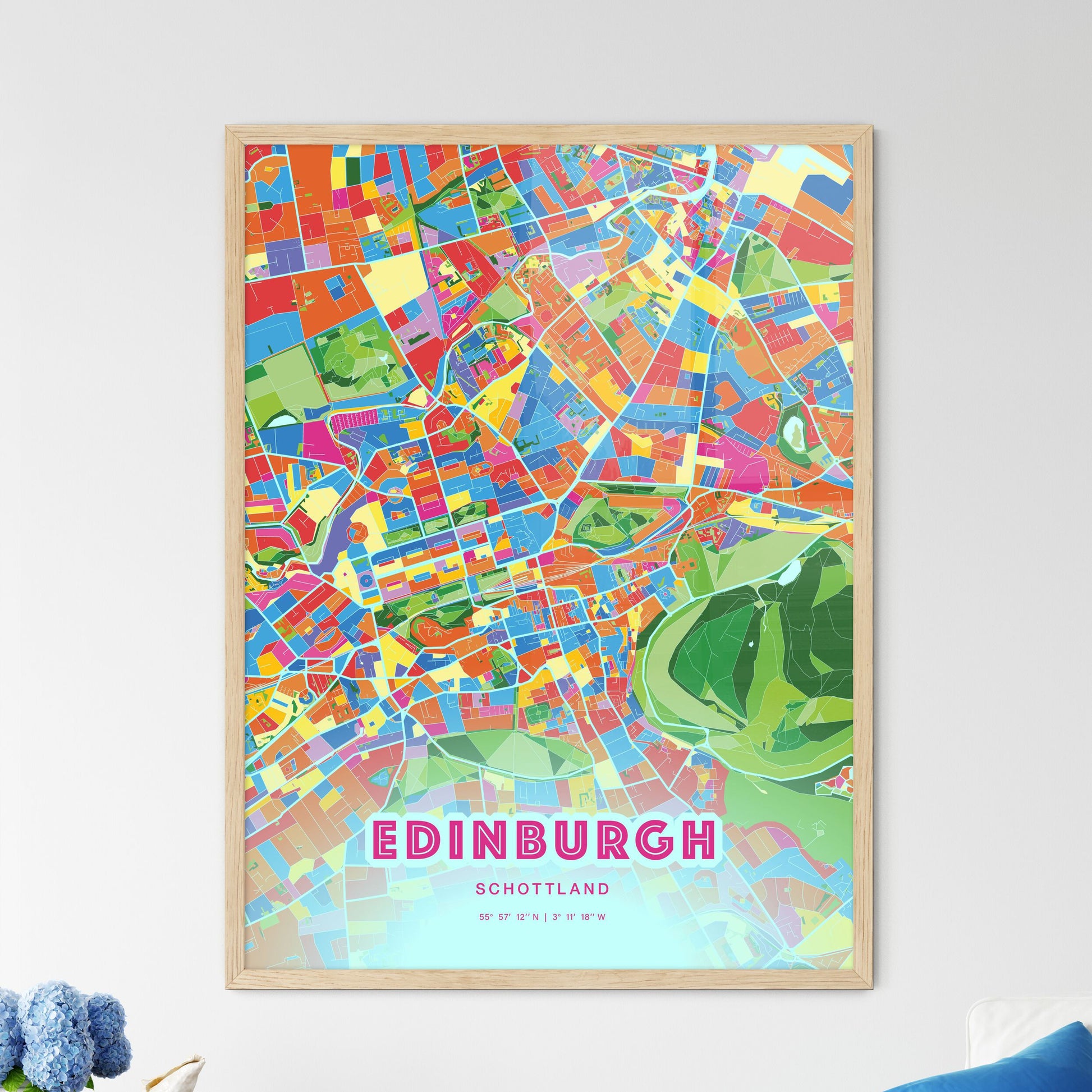 Colorful Edinburgh Scotland Fine Art Map Crazy Colors