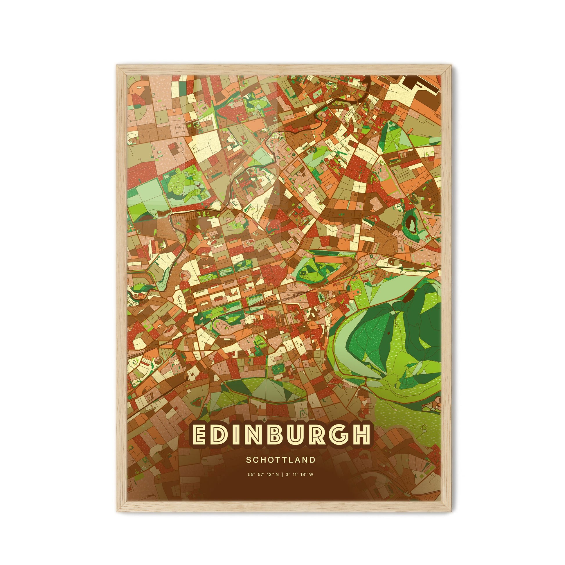 Colorful Edinburgh Scotland Fine Art Map Farmhouse