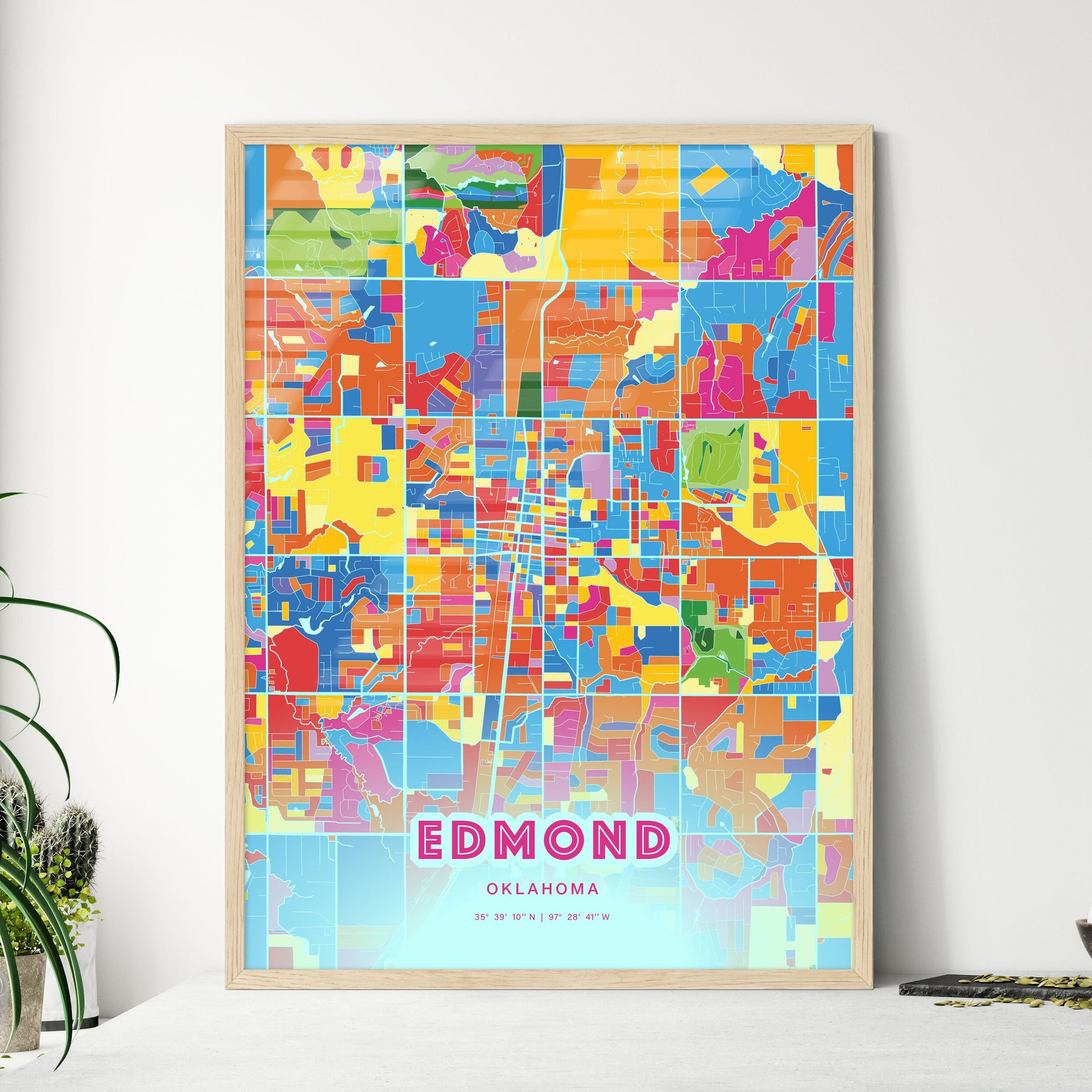 Colorful Edmond Oklahoma Fine Art Map Crazy Colors