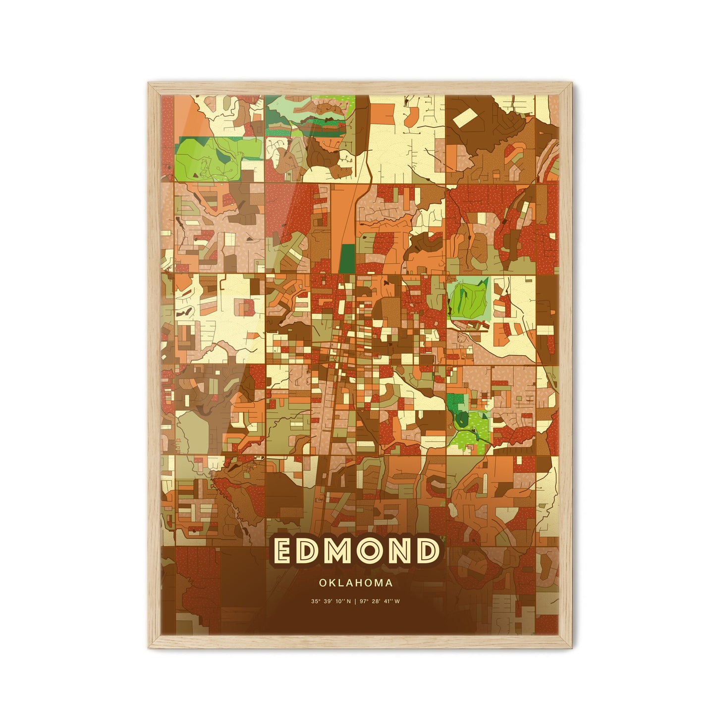 Colorful Edmond Oklahoma Fine Art Map Farmhouse