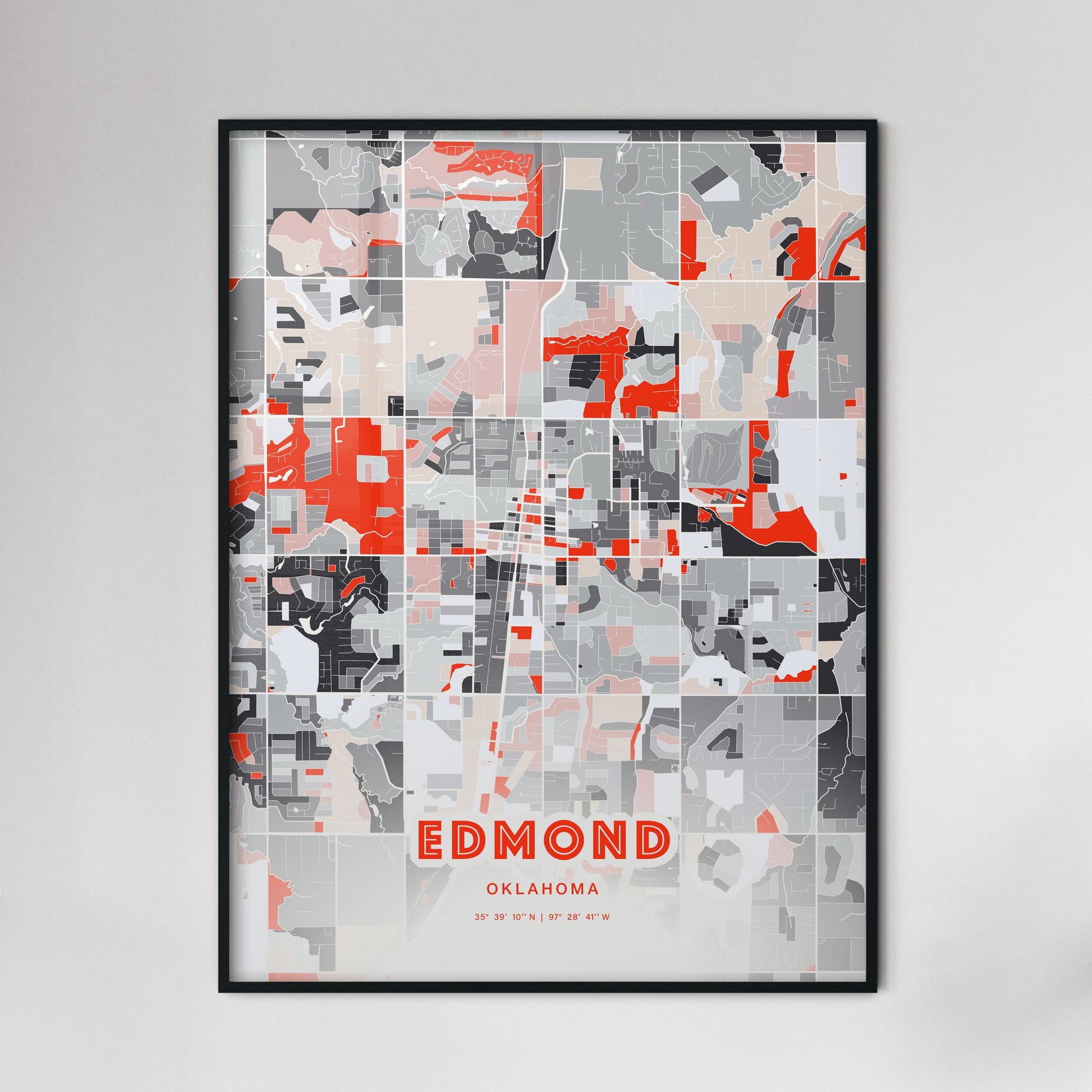 Colorful Edmond Oklahoma Fine Art Map Modern Expressive