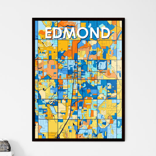 EDMOND OKLAHOMA Vibrant Colorful Art Map Poster Blue Orange