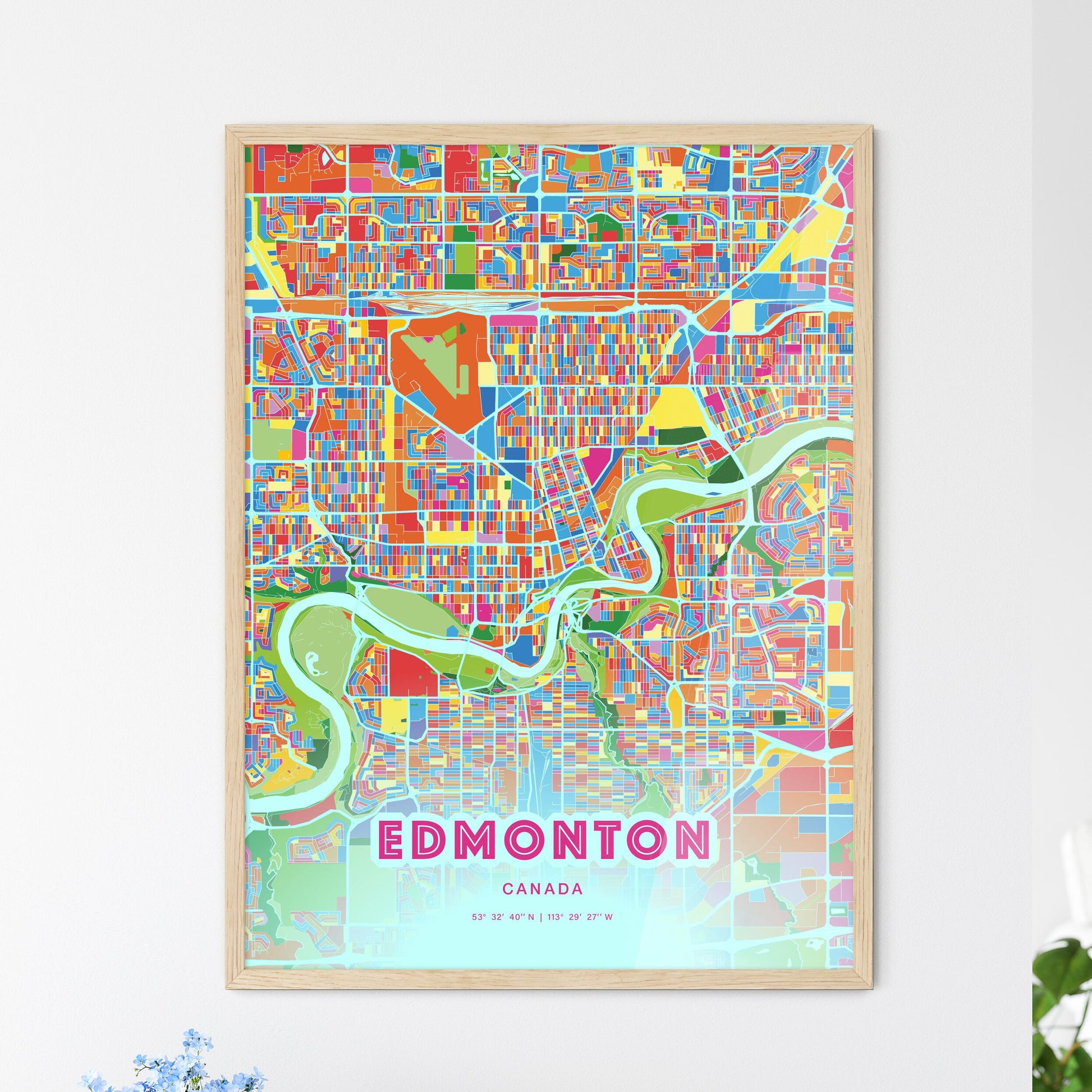 Colorful Edmonton Canada Fine Art Map Crazy Colors