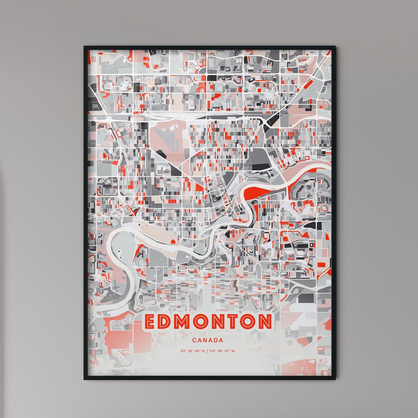 Colorful Edmonton Canada Fine Art Map Modern Expressive