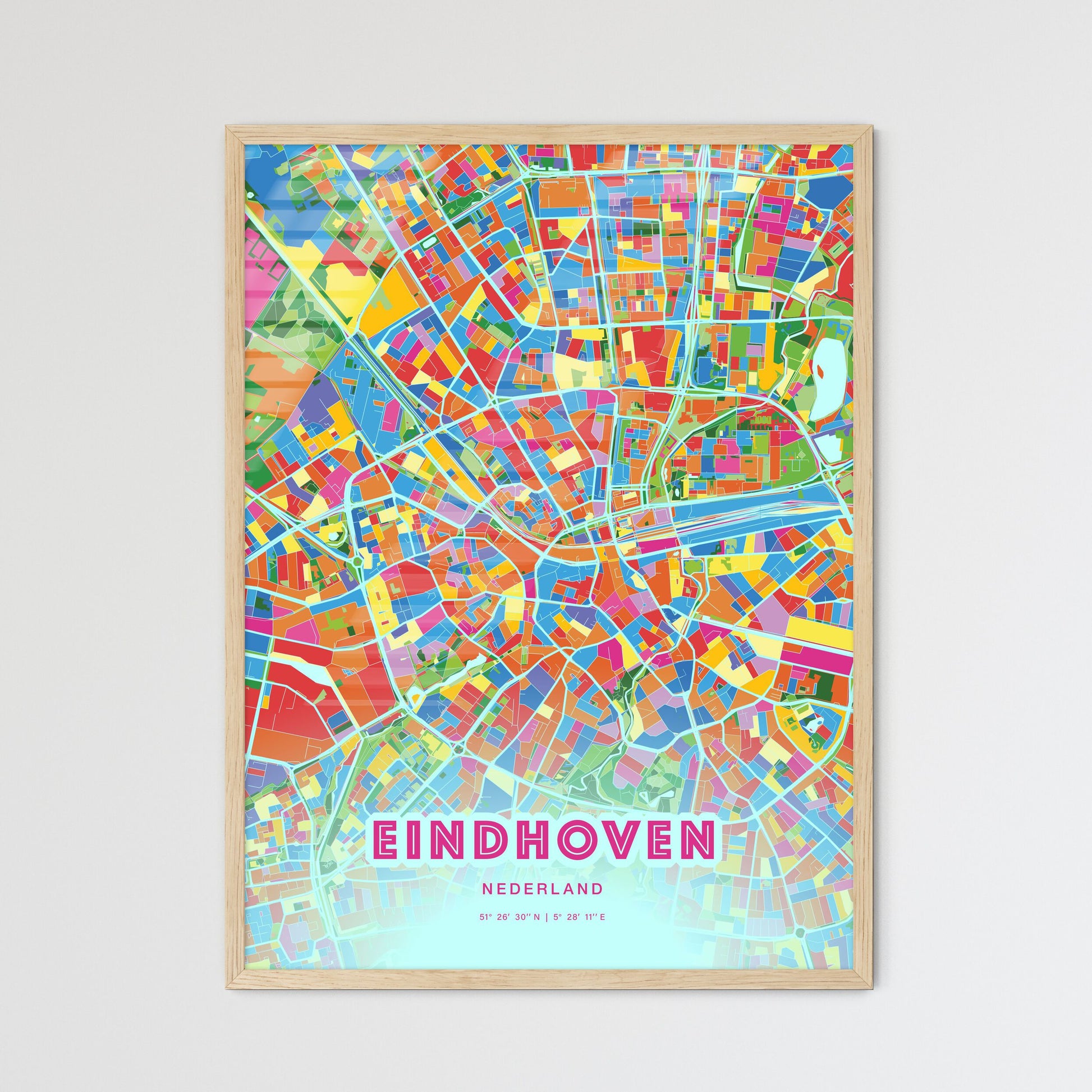 Colorful Eindhoven Netherlands Fine Art Map Crazy Colors