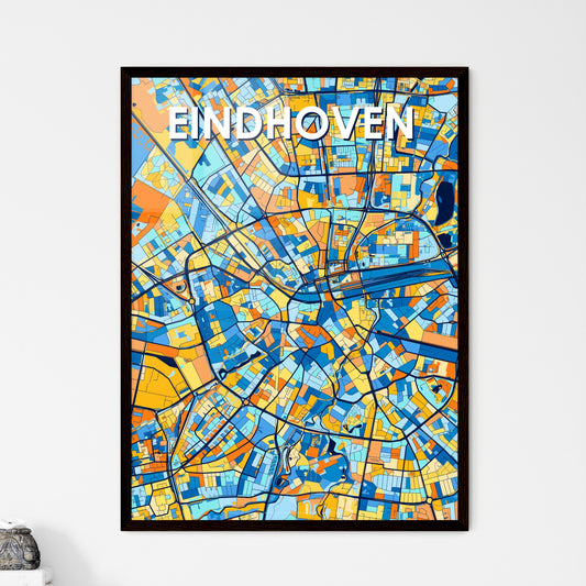 EINDHOVEN NETHERLANDS Vibrant Colorful Art Map Poster Blue Orange