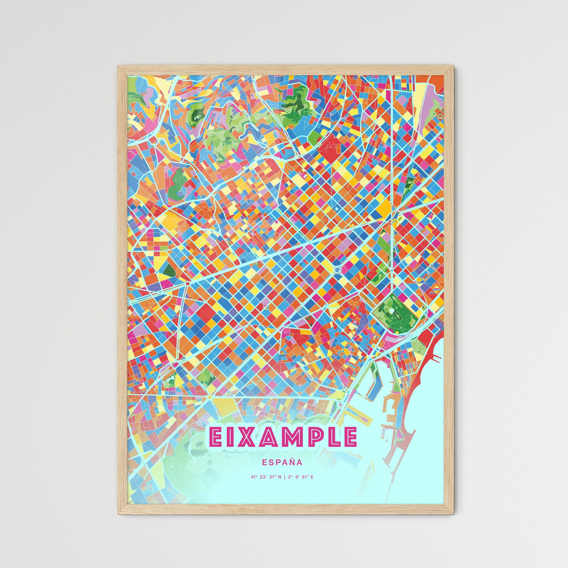 Colorful Eixample Spain Fine Art Map Crazy Colors