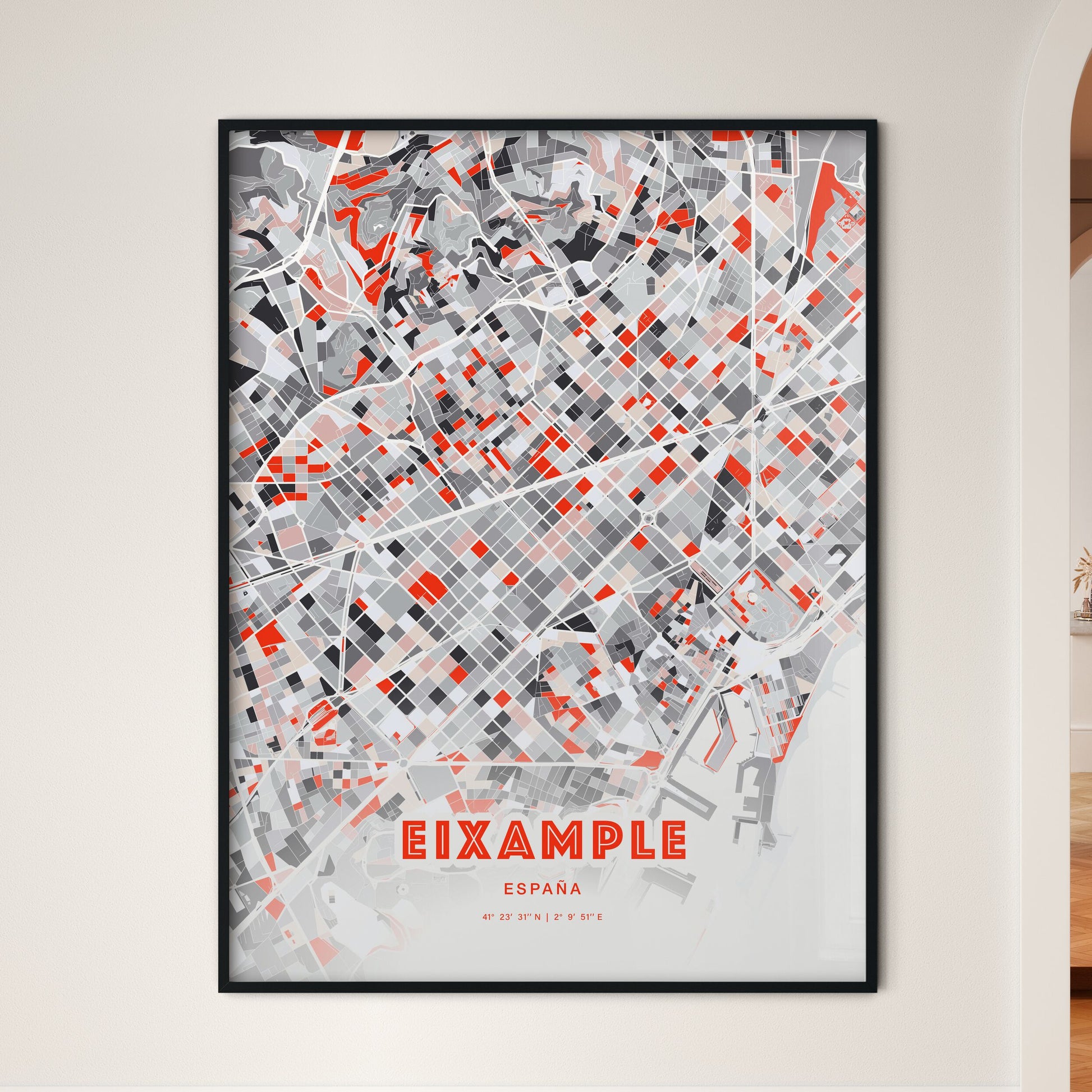 Colorful Eixample Spain Fine Art Map Modern Expressive